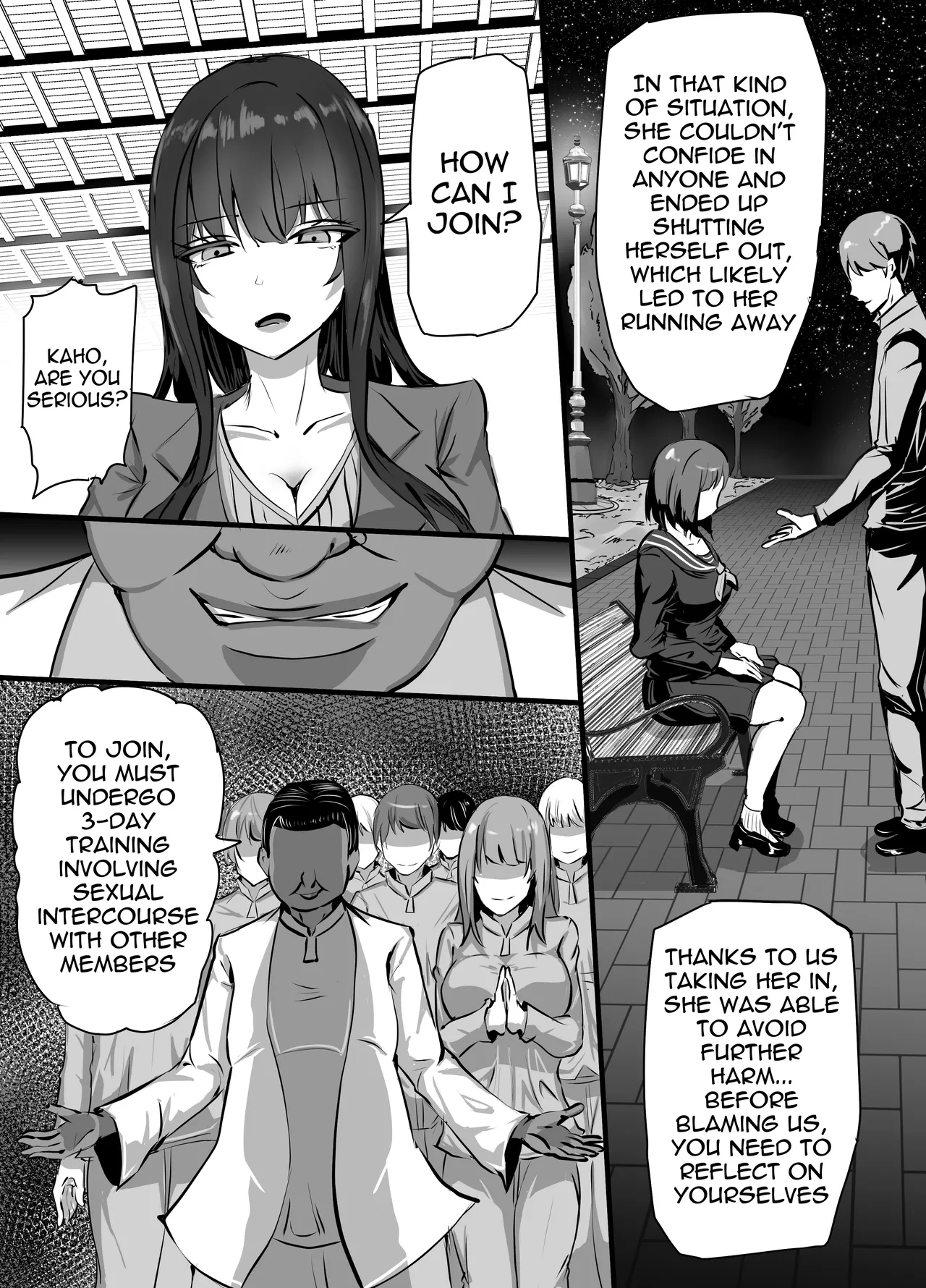 [Furin Zukan (Shiitake)] Shinkou Shuukyou ni Hamatta Manamusume o Sukuitai Hitozuma ga Kyouso no Sennou Sex de Nyuushin shite Netorareru Hanashi [English] [meganekun_tl] 画像番号 6