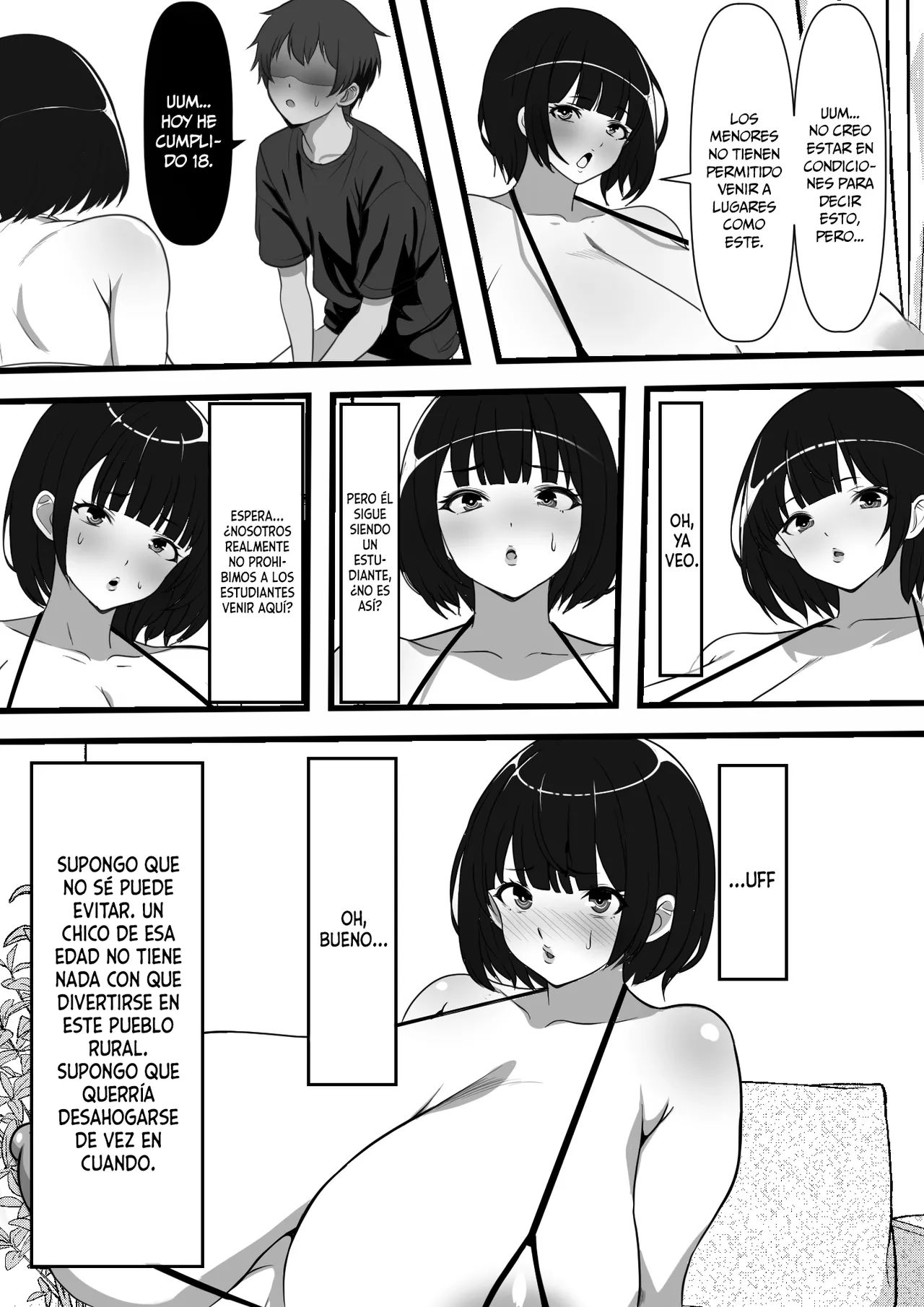 [Furitendou] Mura ni Ikken-dake no Fuuzokuden ni Ittara Osananajimi no Hahaoyashika Inakatta no Daga [Spanish] [MandaloAsiNoma] image number 14