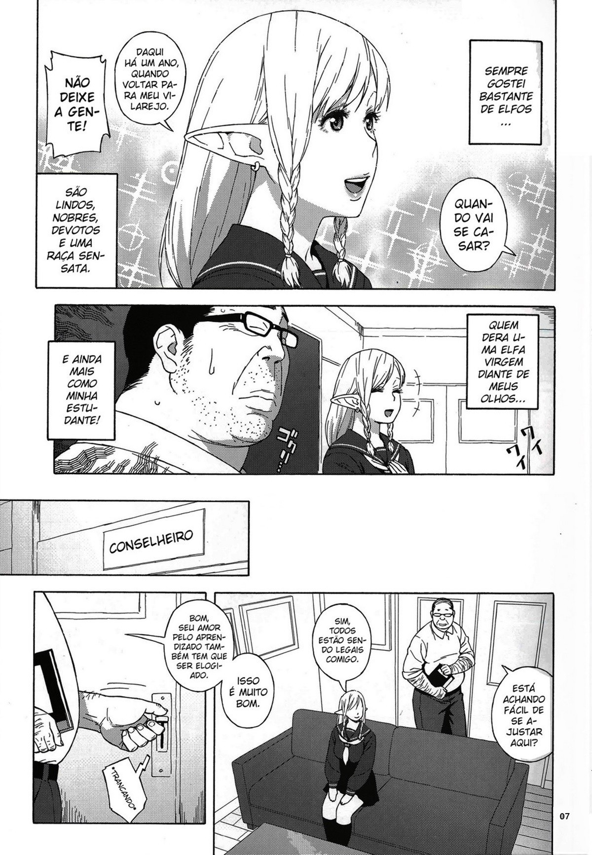 (C89) [666PROTECT (Jingrock)] Tenkousei JK Elf -Houkago Choukyou Jugyou- [Portuguese-BR] 이미지 번호 5