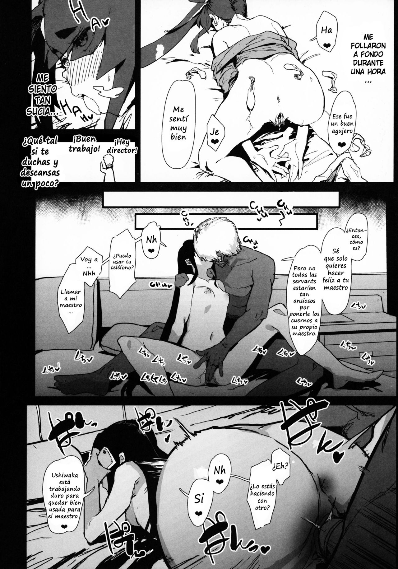 (C95) [Nhoooooooooooooo (Oosawara Sadao)] Arujidono ni Ichizu na Ushiwakamaru o Hentai AV ni Shutsuen Saseru Netorase Bon | That Book Where Master Forces His Beloved Ushiwakamaru to Star in a Netorase Adult Video (Fate/Grand Order) [Spanish] image number 9