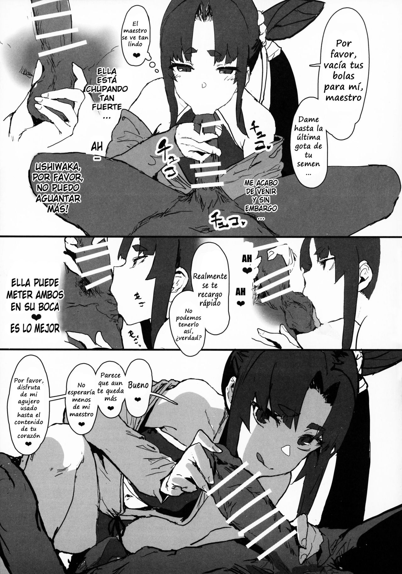 (C95) [Nhoooooooooooooo (Oosawara Sadao)] Arujidono ni Ichizu na Ushiwakamaru o Hentai AV ni Shutsuen Saseru Netorase Bon | That Book Where Master Forces His Beloved Ushiwakamaru to Star in a Netorase Adult Video (Fate/Grand Order) [Spanish] image number 14