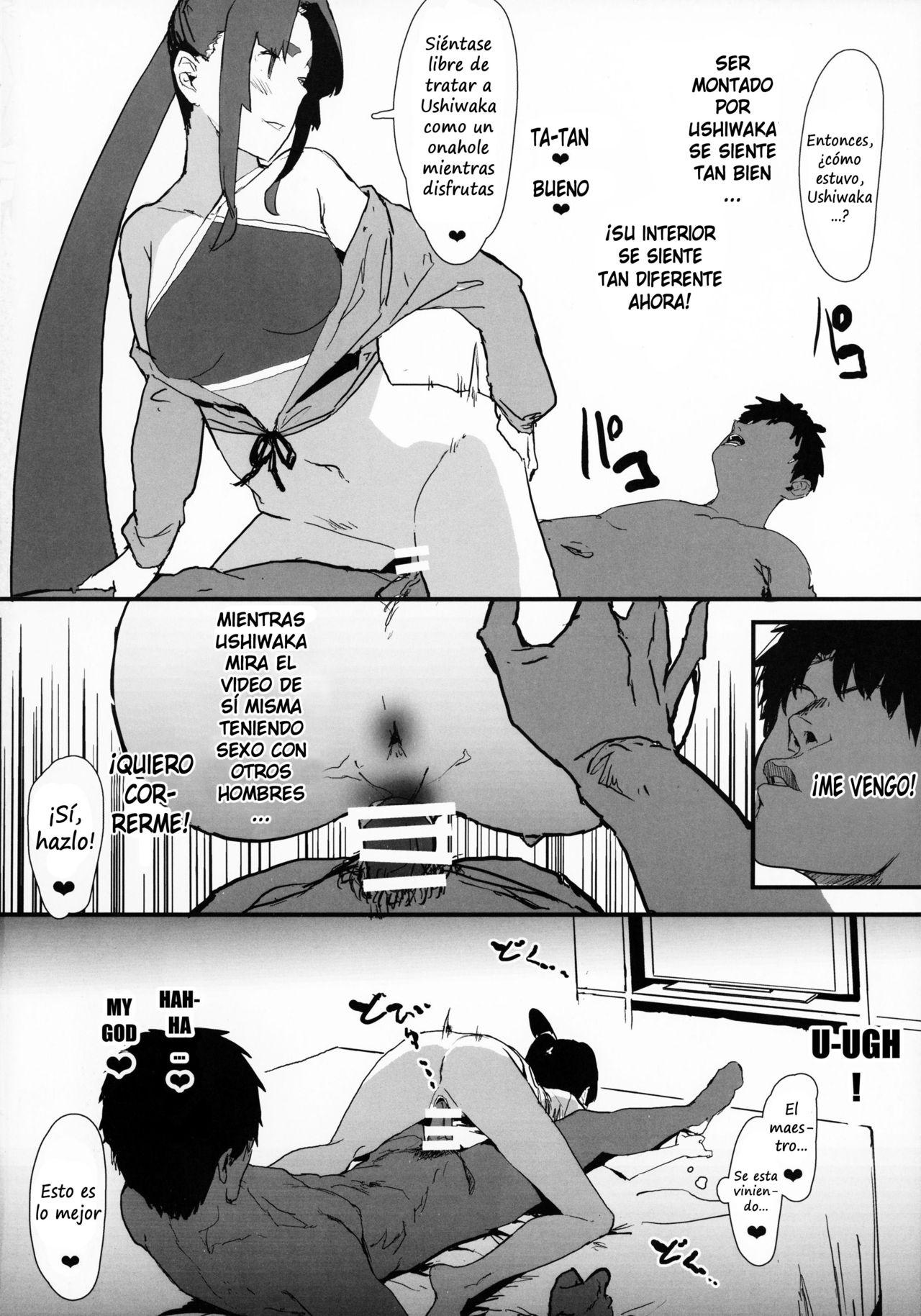 (C95) [Nhoooooooooooooo (Oosawara Sadao)] Arujidono ni Ichizu na Ushiwakamaru o Hentai AV ni Shutsuen Saseru Netorase Bon | That Book Where Master Forces His Beloved Ushiwakamaru to Star in a Netorase Adult Video (Fate/Grand Order) [Spanish] image number 15