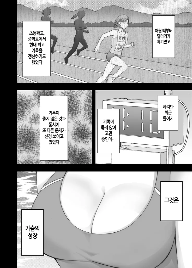 [Crimson] 24-Jikan taikyuu eromassaaji ~Mune no ouki-sa ni nayamu joshi rikujou senshu ga hamerareta wana~ | 24시간 연속 에로 마사지 ~가슴 크기로 고민하는 여자육상선수가 빠져버린 함정~ [Korean] [팀 노고치] [Digital] numero di immagine  3