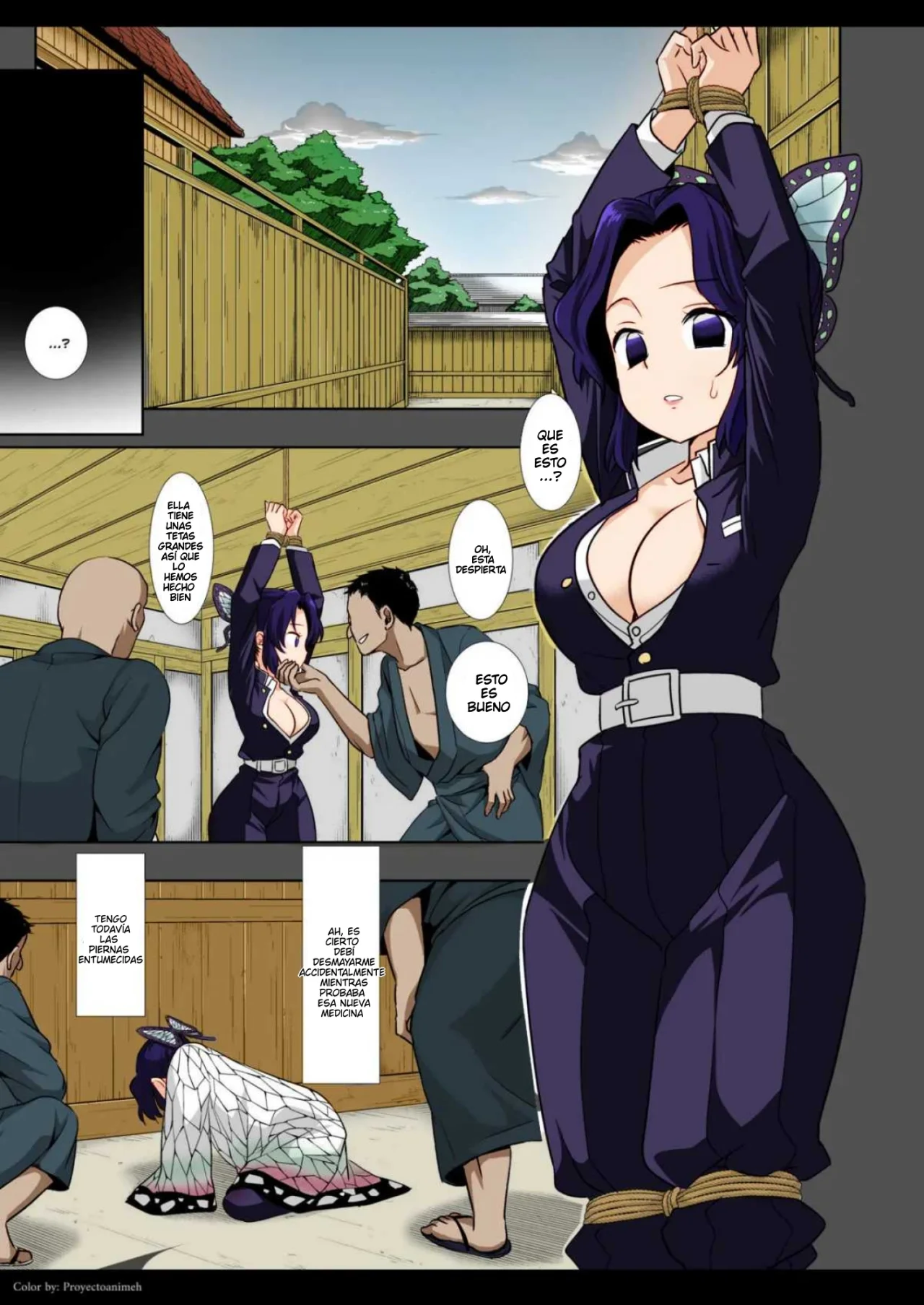 [Nagiyamasugi (Nagiyama)] Shinobu Kousoku Rinkan | Shinobu Atada y Violada en Grupo (Kimetsu no Yaiba) [Spanish] [Darkss 153] [Colorized] [Digital] numero di immagine  3