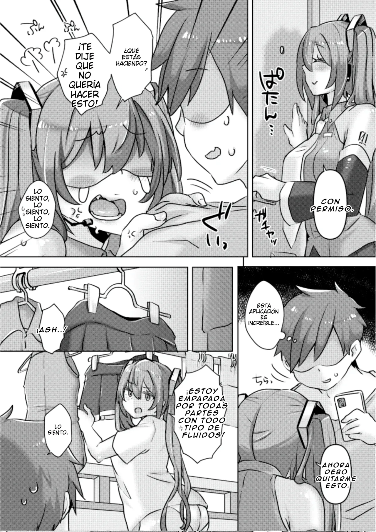 [Kusoyuridanchi (Johnson)] Miku-chan ni Saimin Appli o Tsukatte Echi Echi na Koto o Itasu Hon | Un libro sobre cómo usar una app de hipnosis con Miku  (VOCALOID) [Spanish] [Digital] numero di immagine  16