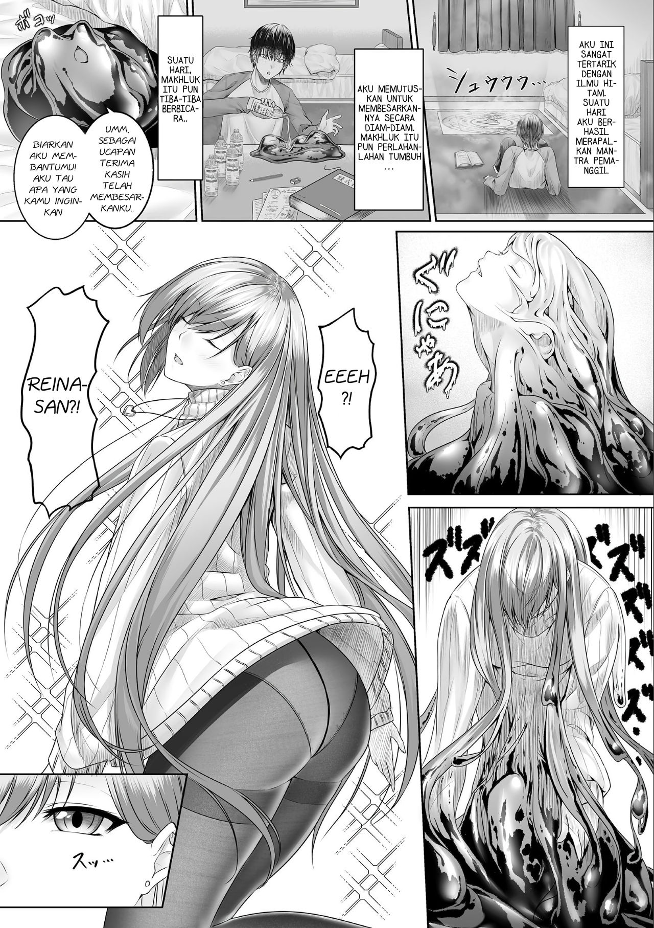 [Metako] Slime kara no Ongaeshi | The Slime's Gratitude (Bessatsu Comic Unreal Tasha Henshin Shite Narisumashi Yuuwaku Hen Vol. 2) [Indonesian] [15tl_ID] [Digital] image number 2