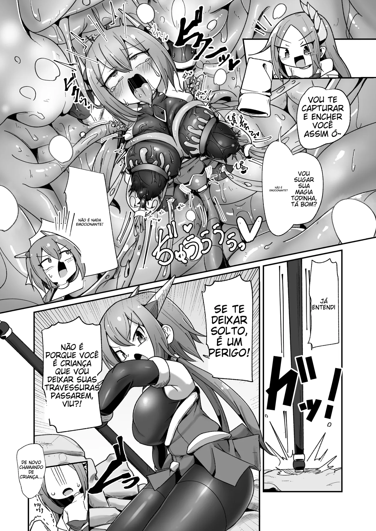 [Echie Kokufuku Aka (Monota)] Maryoku Tank Choukyou sareta Koto mo Sukkari Wasurete no Kono Ko to Teki Ajito ni Idonjau Onna Hero-chan [Portuguese-BR] 画像番号 8