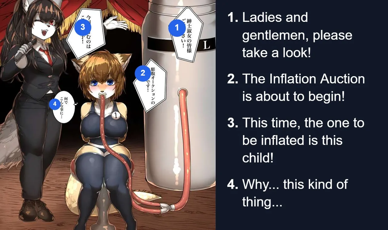 A female furry girl gets bloated and fills the entire venue at the belly auction [English] 이미지 번호 1
