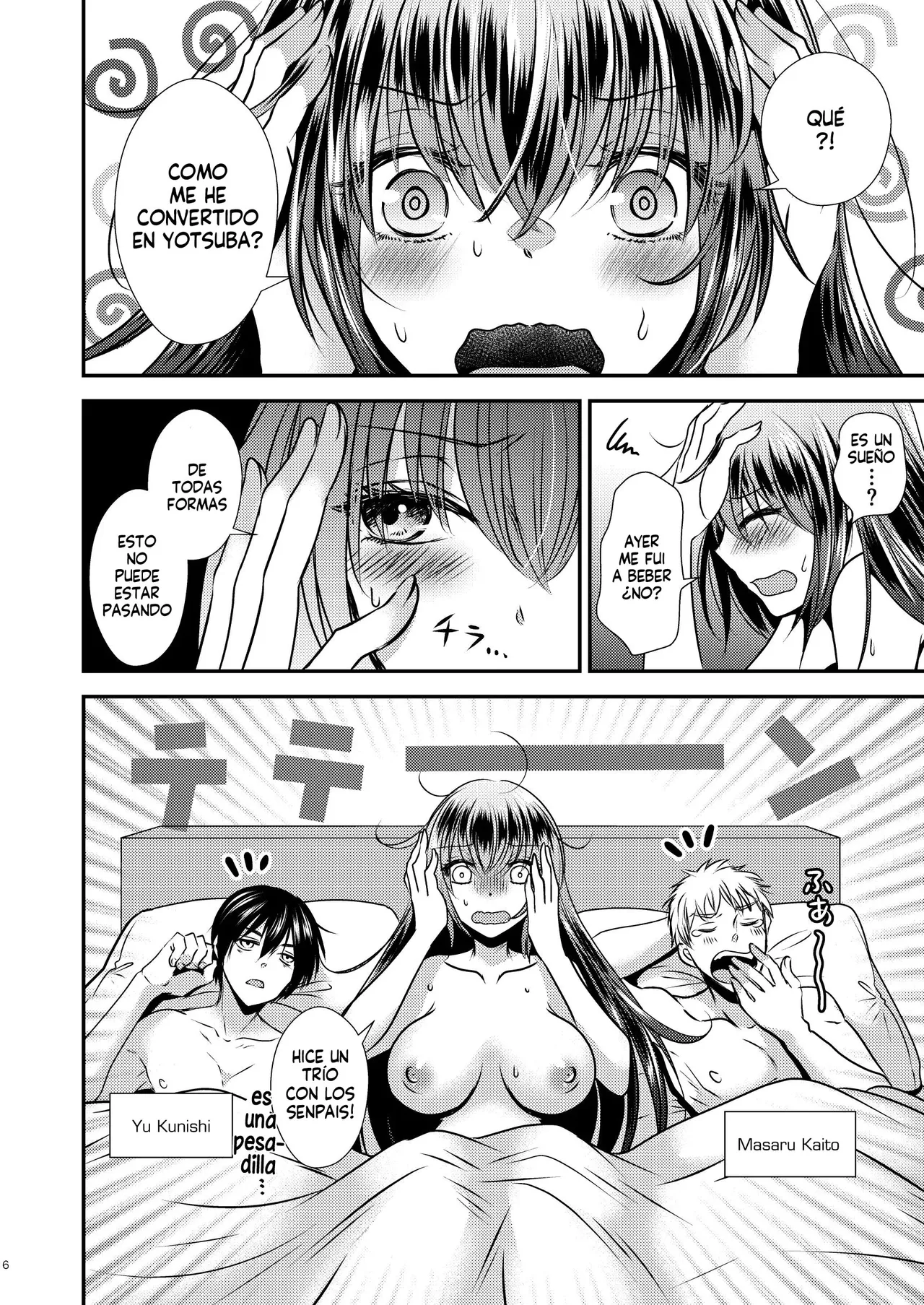 [Matsuzono] Shiko Kuso Onna to Irekawatta Ore | Cambie de cuerpo con una puta que le gustan los cuartetos [Spanish] [Harenchi no Fansub] image number 5