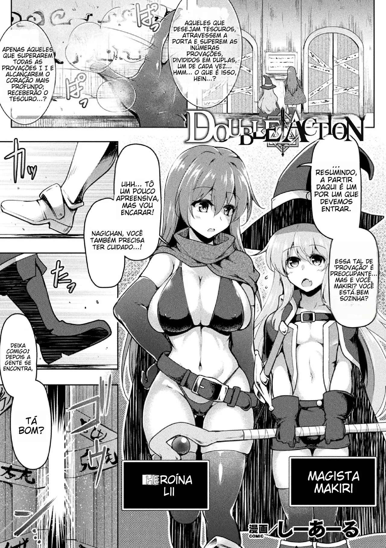 [C.R] DOUBLE ACTION (2D Comic Magazine Zecchou Kairaku ga Tomaranai Ero-Trap Dungeon Vol. 2) [Portuguese-BR] [Digital] Bildnummer 1