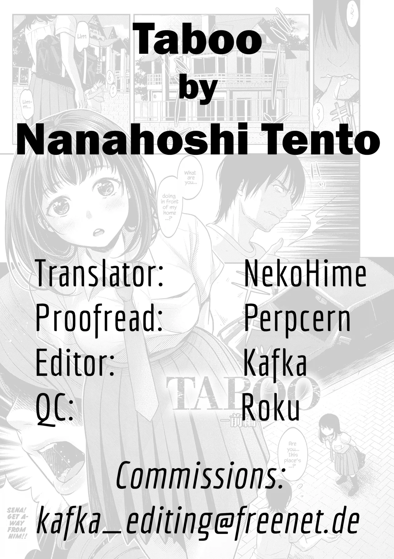 [Nanahoshi Tento] TABOO -Kanzenhan-｜TABOO -Complete Version- [English] [Kafka + Hennojin, Nishimaru] image number 110