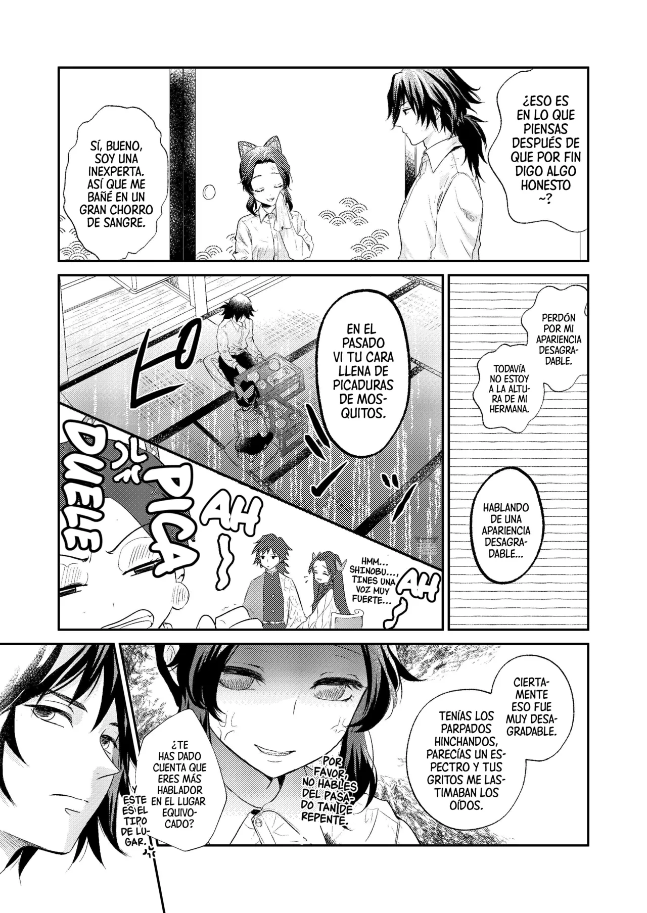 [SAKEYOKOSE (Takebu)] Sore wa Kizu ka Hoteri ka Kaeri Chi ka | ¿Es Un Rasguño, Sensación de Ardor o Un Chorro de Sangre? (Karasu ga Naitara Kaerimashou) (Kimetsu no Yaiba) [Spanish] [Mister Nugget] [Digital] Bildnummer 4