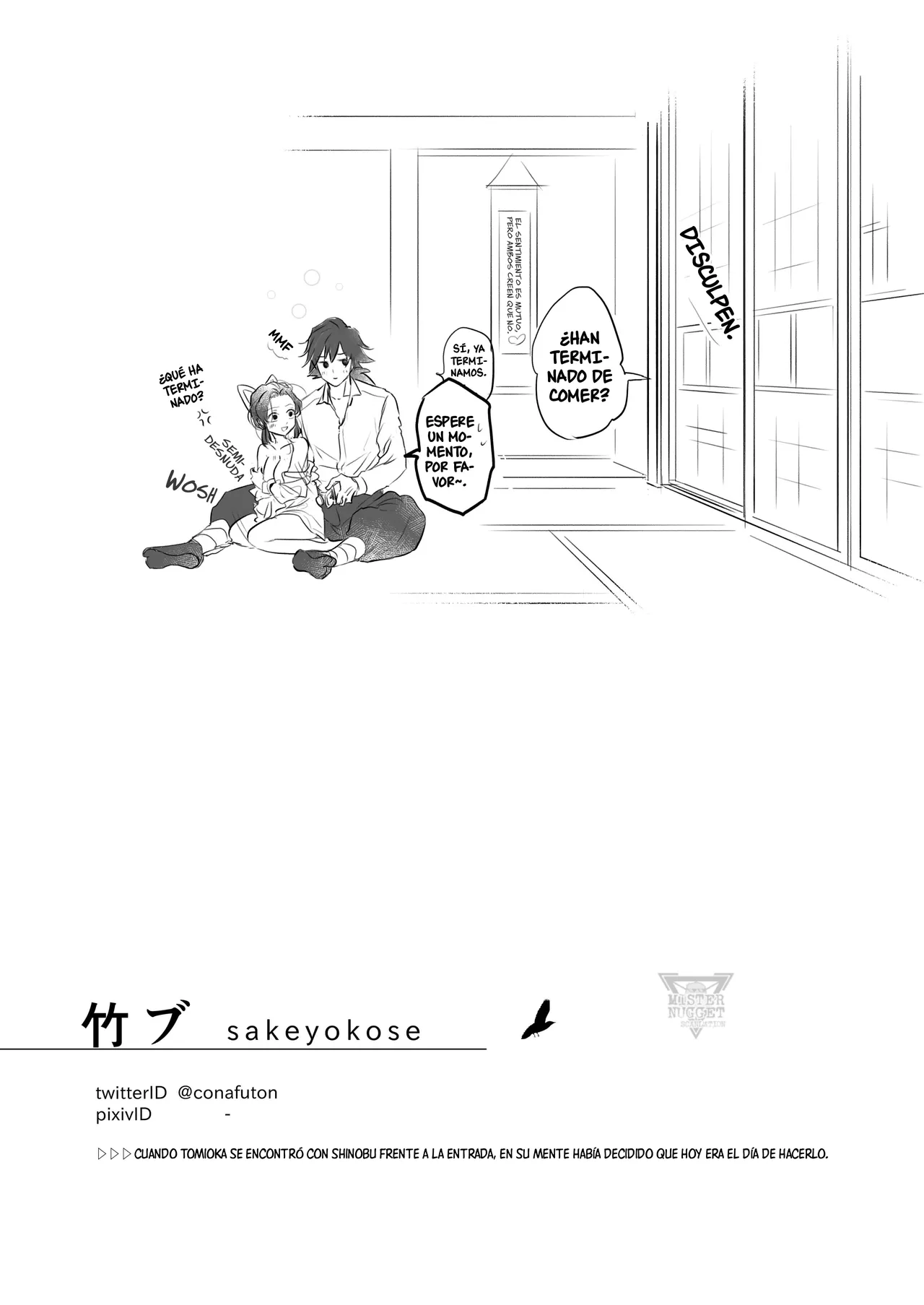 [SAKEYOKOSE (Takebu)] Sore wa Kizu ka Hoteri ka Kaeri Chi ka | ¿Es Un Rasguño, Sensación de Ardor o Un Chorro de Sangre? (Karasu ga Naitara Kaerimashou) (Kimetsu no Yaiba) [Spanish] [Mister Nugget] [Digital] Bildnummer 22