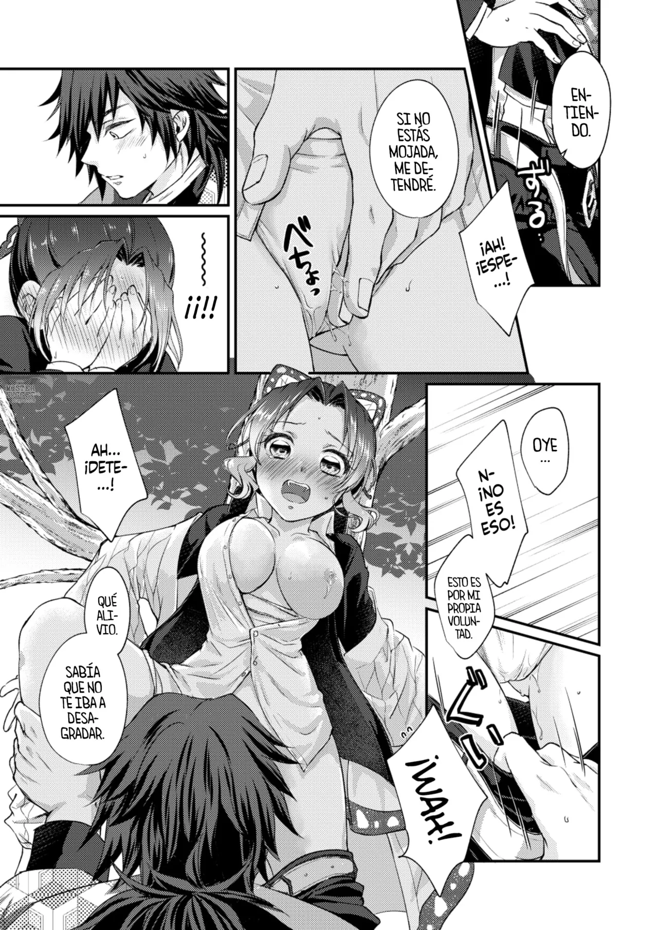 [SAKEYOKOSE (Takebu)] Sore wa Kizu ka Hoteri ka Kaeri Chi ka | ¿Es Un Rasguño, Sensación de Ardor o Un Chorro de Sangre? (Karasu ga Naitara Kaerimashou) (Kimetsu no Yaiba) [Spanish] [Mister Nugget] [Digital] Bildnummer 33