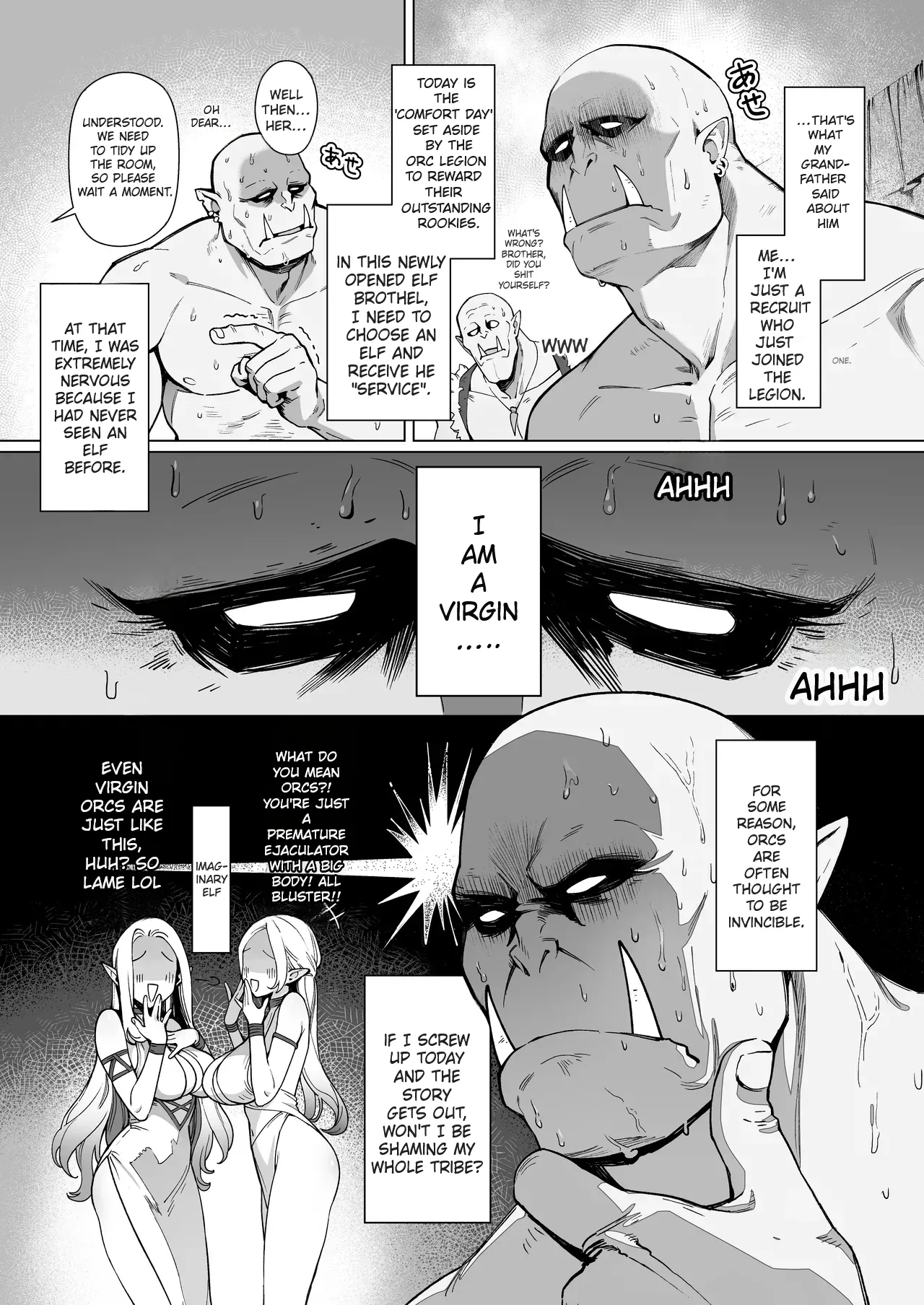 [(Sencha Bashira, Mugicha Bashira)] Fairy Brothel (Volume 1): The Virgin Orc Assigned To The Dark Skinned Elf [English] [Ertuwoop Scan Translation] 画像番号 3