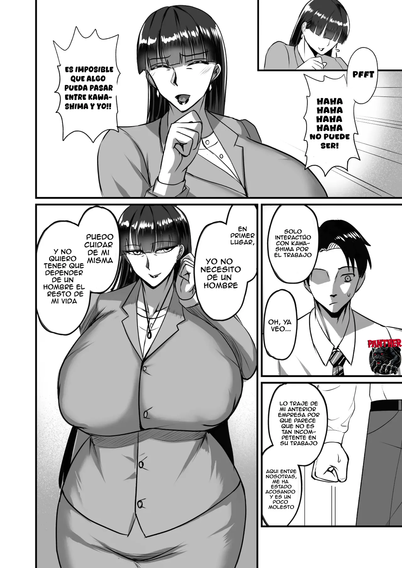 [Yuureigai Syoukyakuro (Syoukyakubutu)] Jishou Otoko Irazu no Onna Joushi ga Ore o Okazu ni Shiteita Node | Mi jefa, que decía que no necesitaba a ningún hombre, se estaba masturbando pensando en mí [Spanish] [Panther Scan] [Digital] 画像番号 8