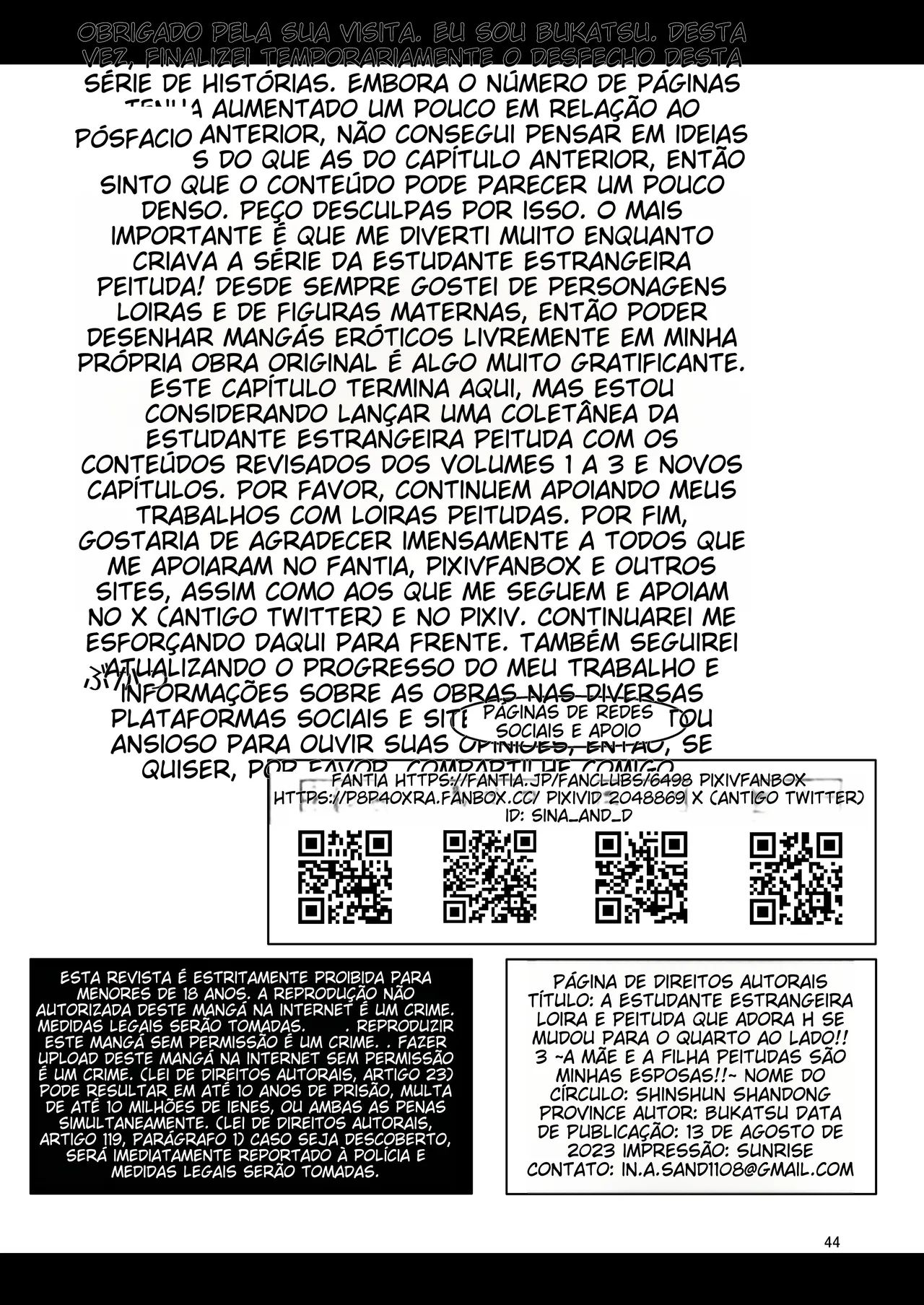 [Shinshunshantonshou (Bukatsu)] H Daisuki Kinpatsu Hakujin Bakunyuu Ryuugakusei ga Tonari no Heya ni Hikkoshite Kita!! 3 ~Bakunyuu Oyako o Ore no Tsuma ni Shita!!~ | [Portuguese-BR] [Sararon] [Decensored] [Digital] (TR-155) 图片编号 45