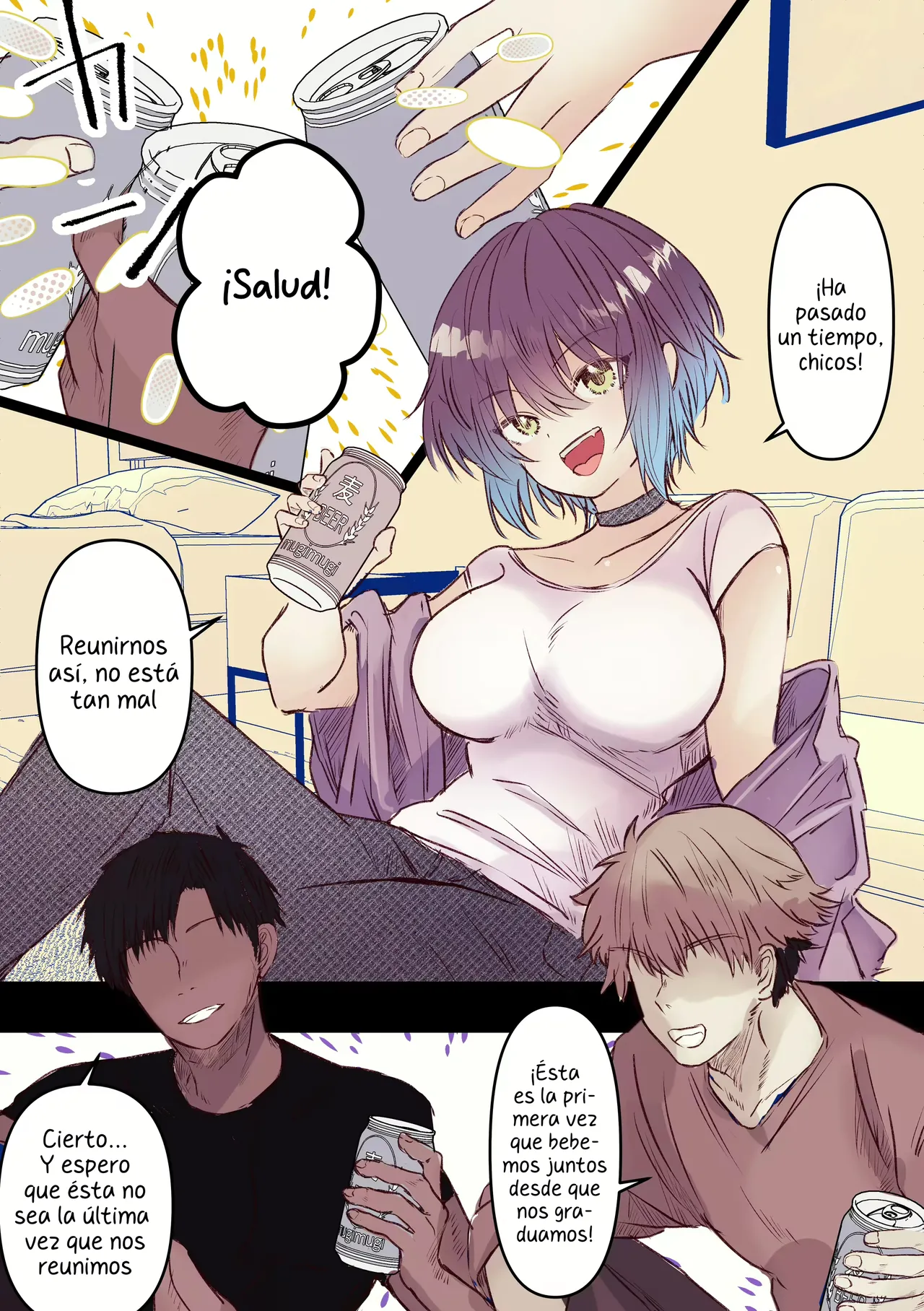 [Marinemate] Boyish de Kyonyuu na Kanojo ga Mukashi no Otoko Tomodachi to Nomikai ni Itta Kiri… (Spanish) [ᗞメᗞ Ⲏⲉⲅⲟ 英雄] 画像番号 51