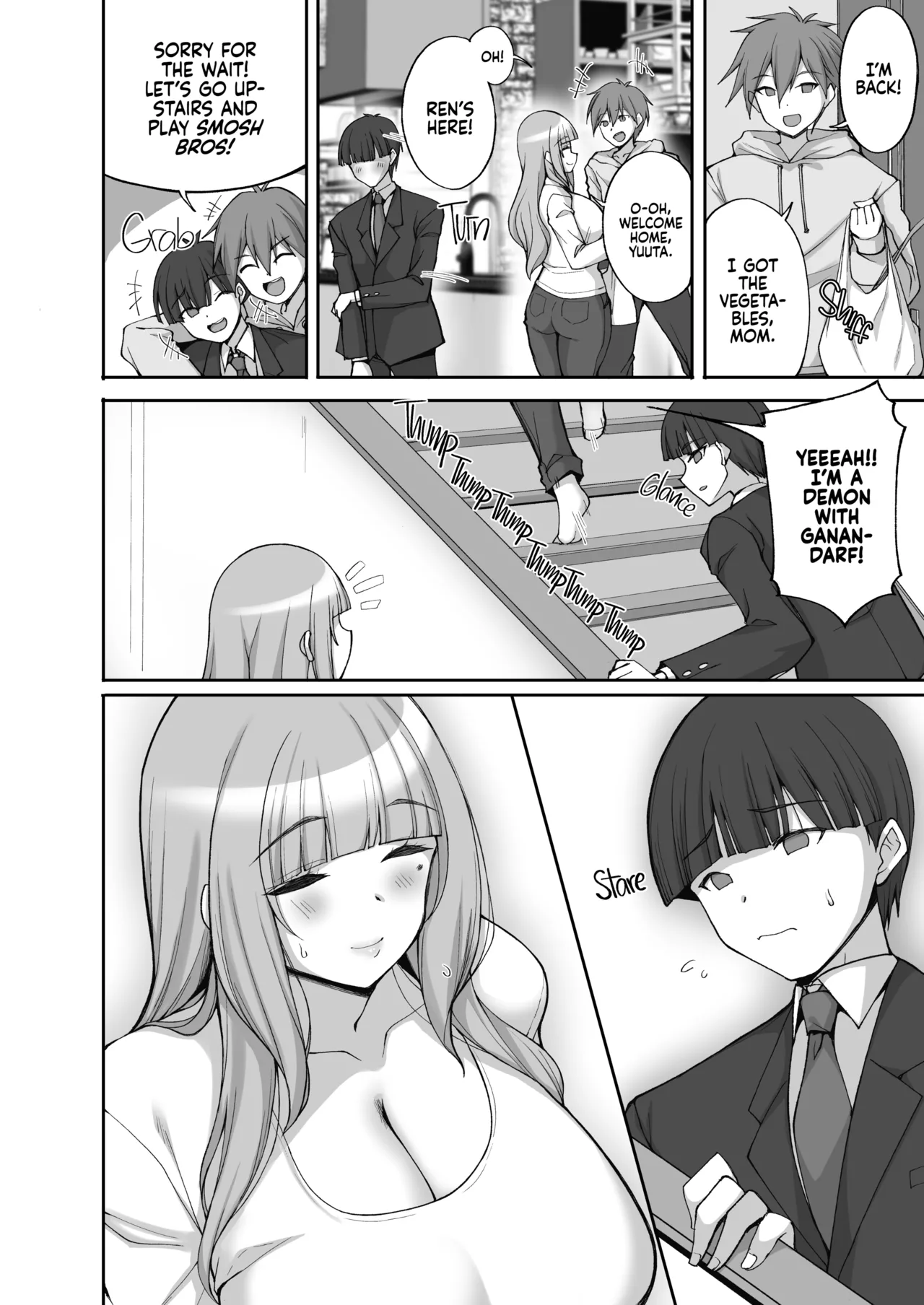 [Labomagi! (Takeda Aranobu)] Hatsukoi no Bakunyuu Tomo Mama ga Yasashiku Sei no Tehodoki o Shitekureru Hanashi | Learning About Sex From My Friend's Mom [English] {2d-market.com} [Decensored] [Digital] image number 7