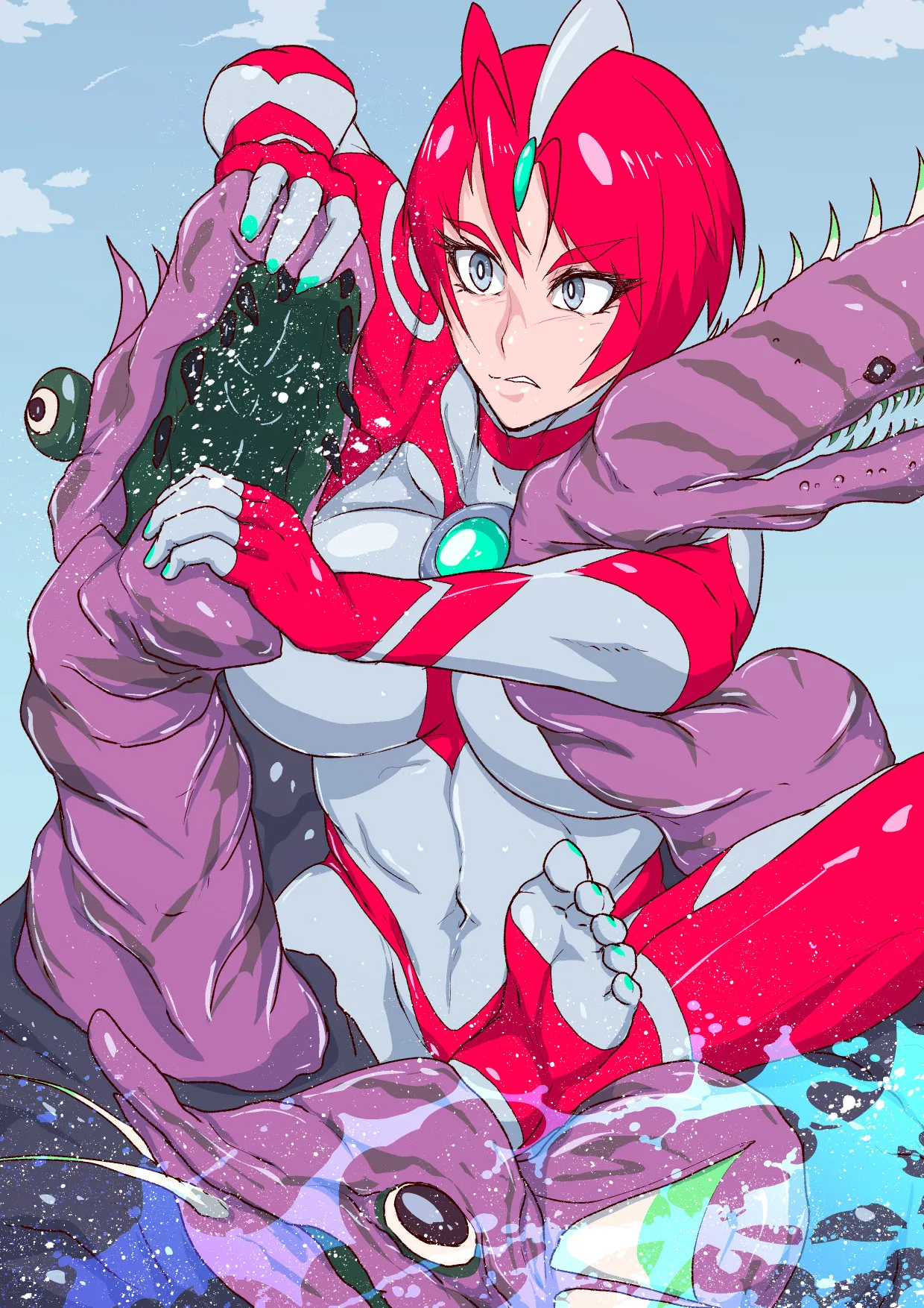 アトラルクスネオン6～汚されたヒロイン!モンスターの分泌液でグチャドロ無様大敗北!泡吹き失神KO巨大ヒロイン!巨大で凛々しいヒロインも負ければでっけぇゴミ箱イキ! 图片编号 26