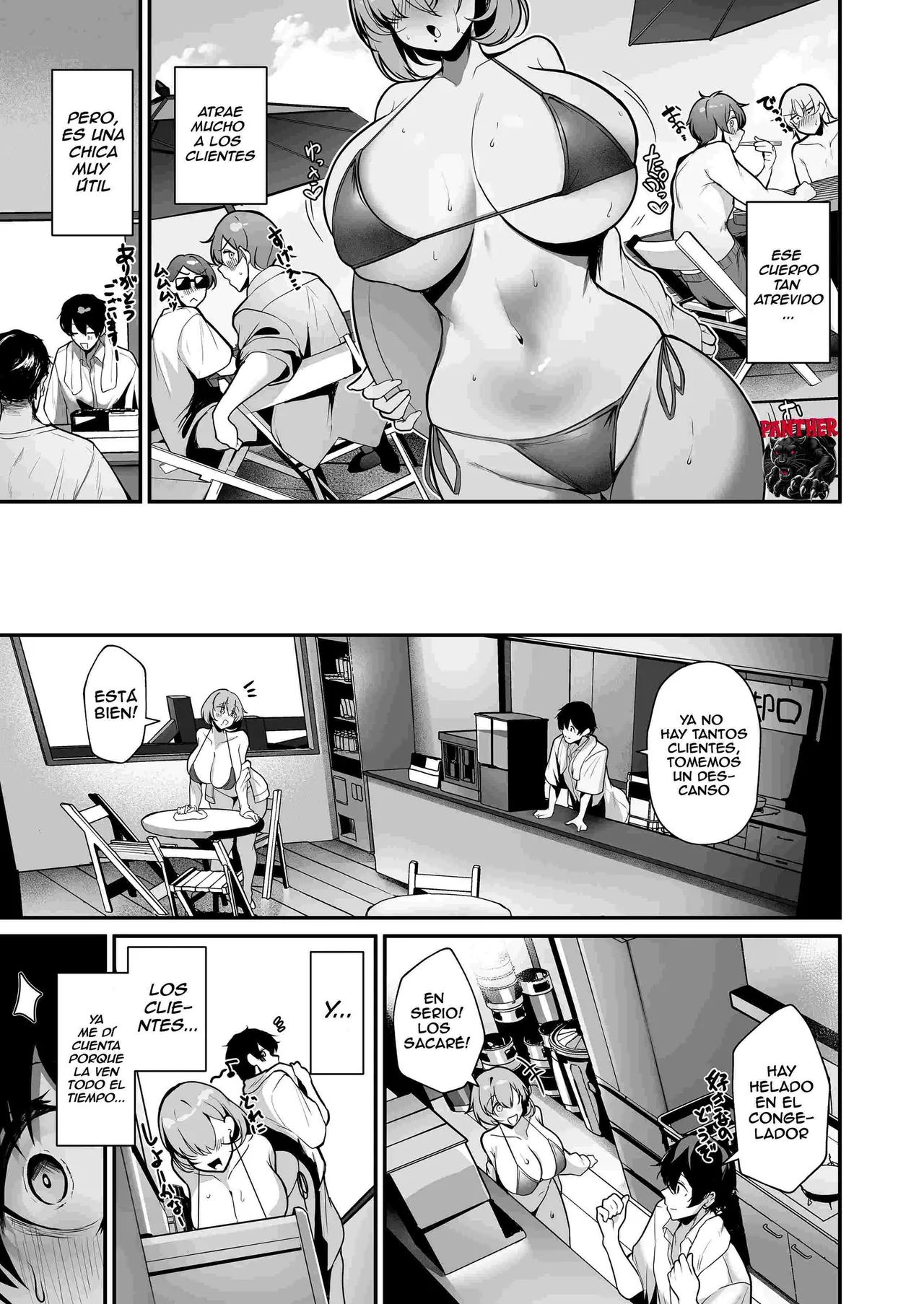 [Sakyu Syogkun (Ksyum)] Seiyoku Tamatta Umi no Ie no Kyonyuu Bikini Gal to Ecchi shimakutta Hanashi | La historia de cómo me enrede con una chica de grandes tetas grandes en una cabaña junto al mar [Spanish] [Panther Scan] [Digital] 图片编号 4