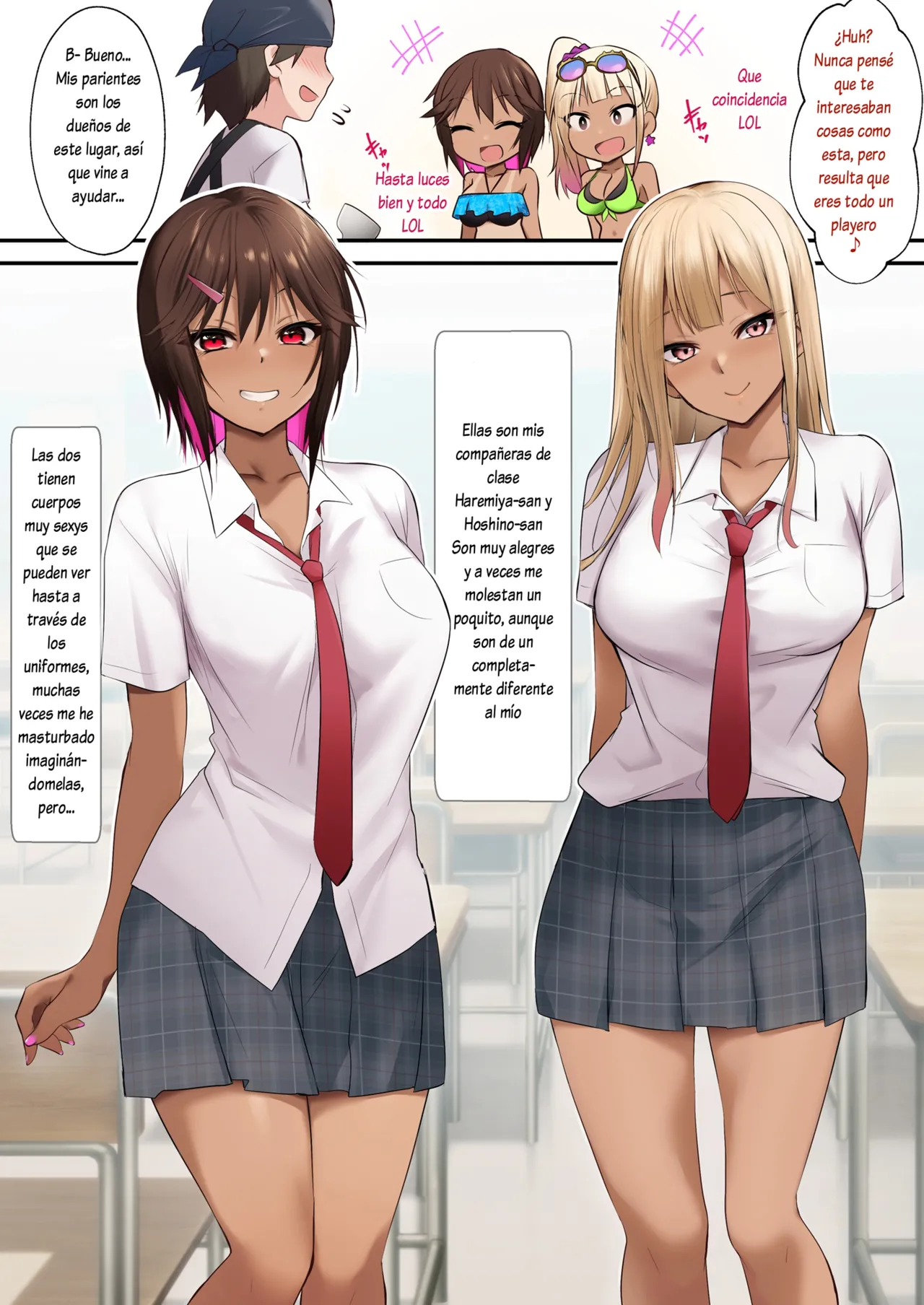 [HELLTER SKELTER (kaiga)] Umi no Ie de Baito shitetara Kuro Gyaru Doukyuusei ni Gyaku Nan sarete Asedaku Doutei Sotsugyou shita Natsu no Hi | El verano en que perdí mi virginidad con dos gals oscuras [Spanish] [Lovely Diablesse Scan] image number 4