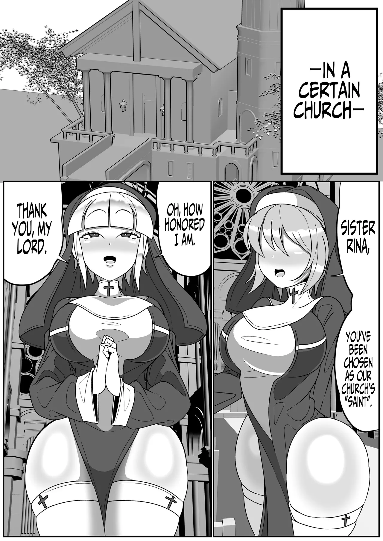 [Mado Fumura (Madofu)] Futanari Seijo Shasei Kinshirei | Dick Slingin' Saintess ~Ejaculation Prohibition~ [English] [Iulius] image number 2