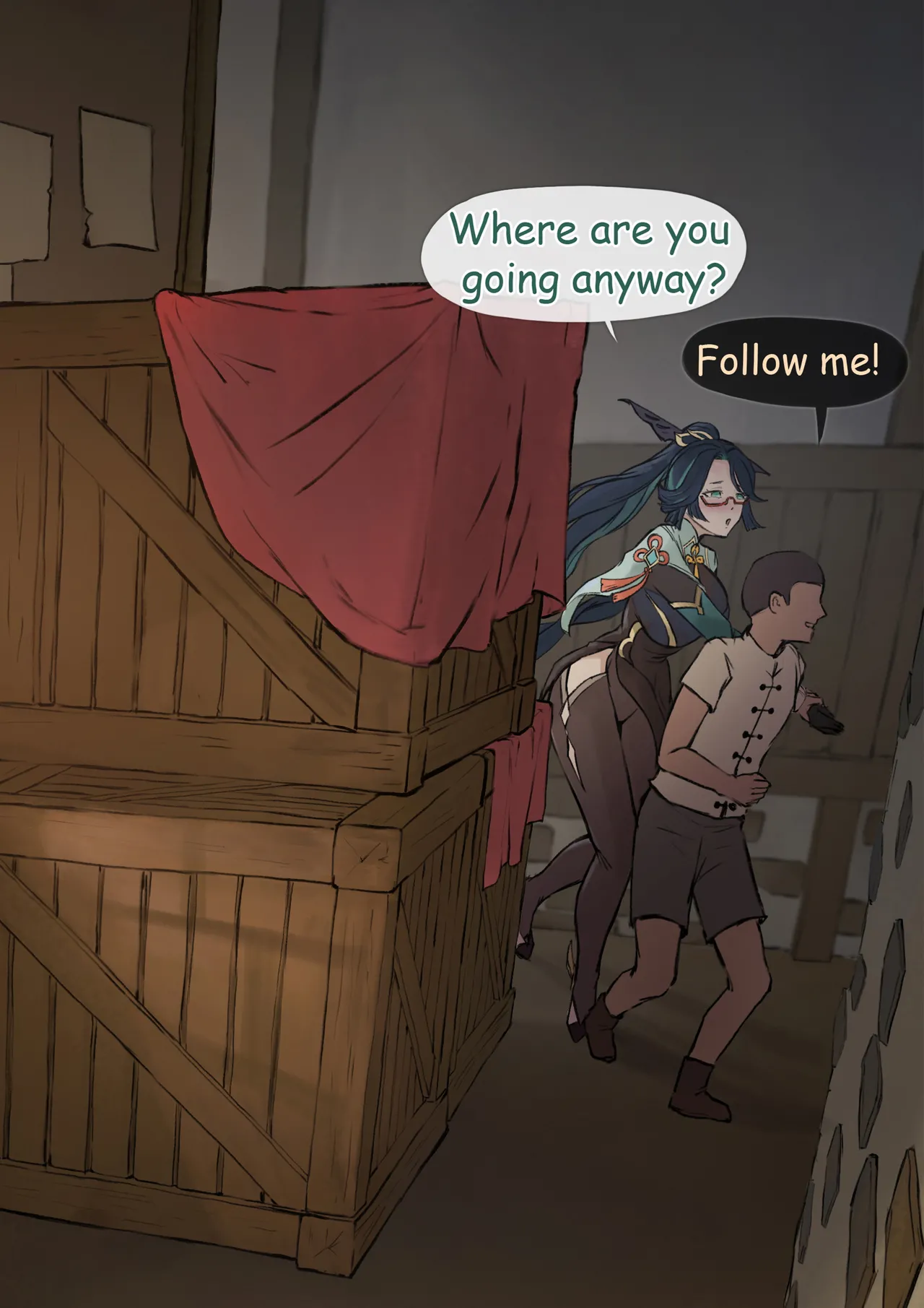 [Frozenspiderlily][Frzspiderlily] Xianyun - Back alley(text) | 閑雲 - 后巷 (Genshin Impact) [无修] [English] (Fertilization Edit) image number 1