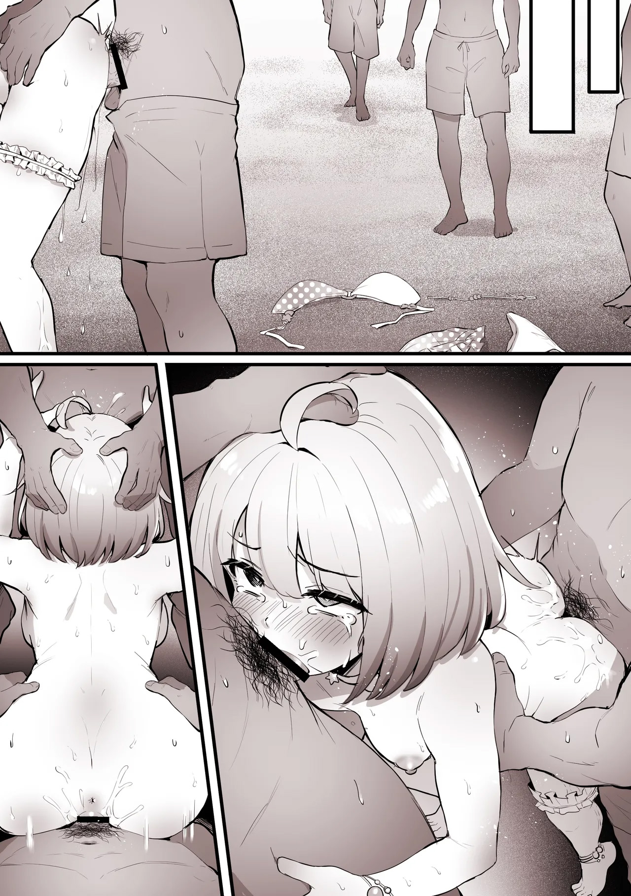 [こけもも] 海で周りの人に見られながら、ナンパ師達にえっちされちゃう ル〇ナ-1280x image number 9