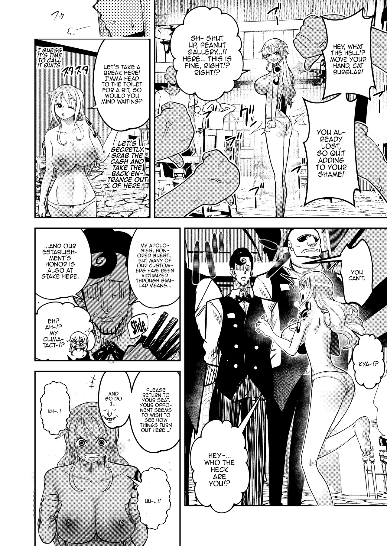 [Shimono Cable] Hage Mob to Nami-san Wakarase Honban Yakyuuken / Book About Nami Getting Taught A Lesson By A Bald Mob In Strip Rock, Paper, Scissors (One Piece) [English] {Doujins.com} image number 10