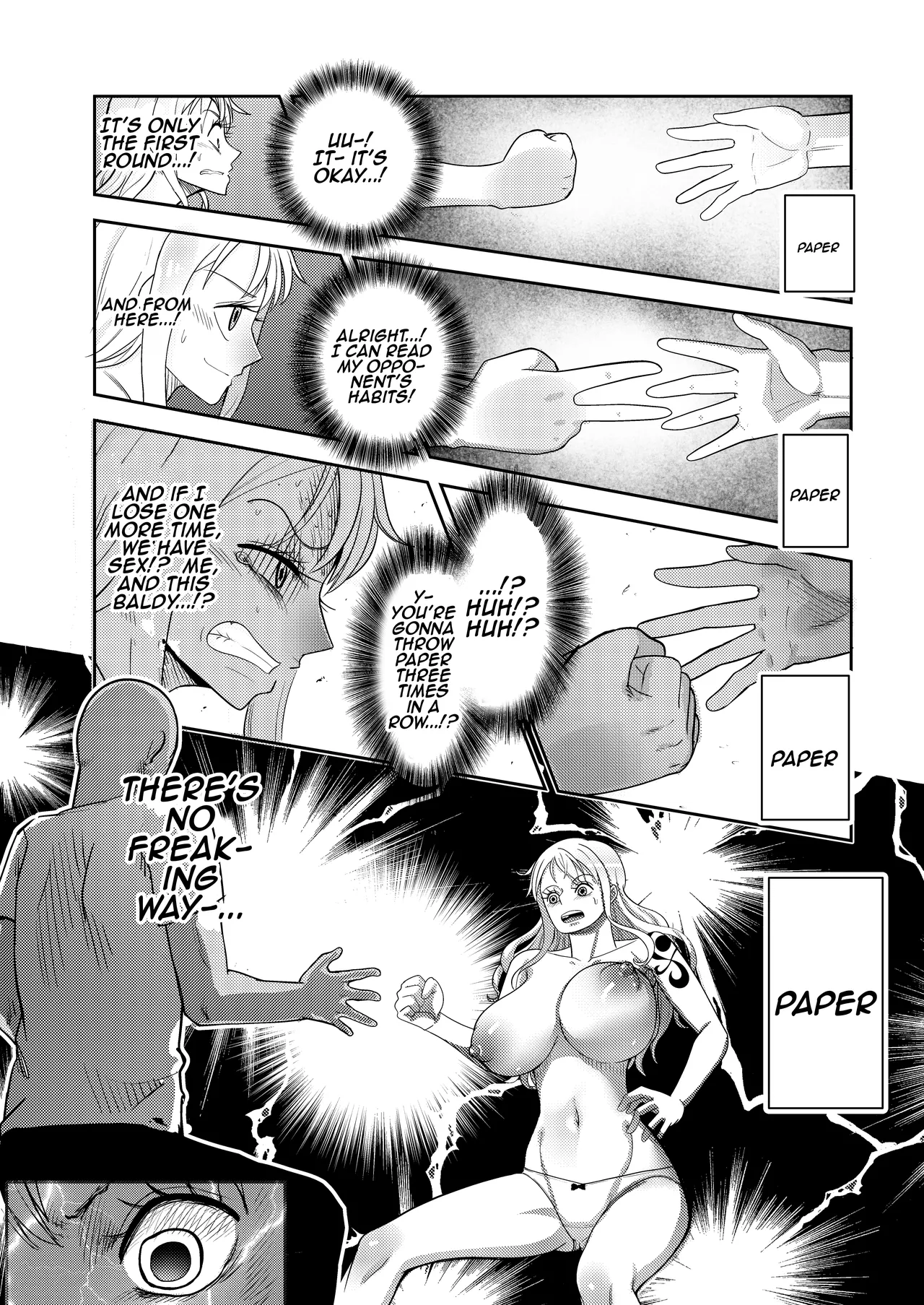 [Shimono Cable] Hage Mob to Nami-san Wakarase Honban Yakyuuken / Book About Nami Getting Taught A Lesson By A Bald Mob In Strip Rock, Paper, Scissors (One Piece) [English] {Doujins.com} image number 12