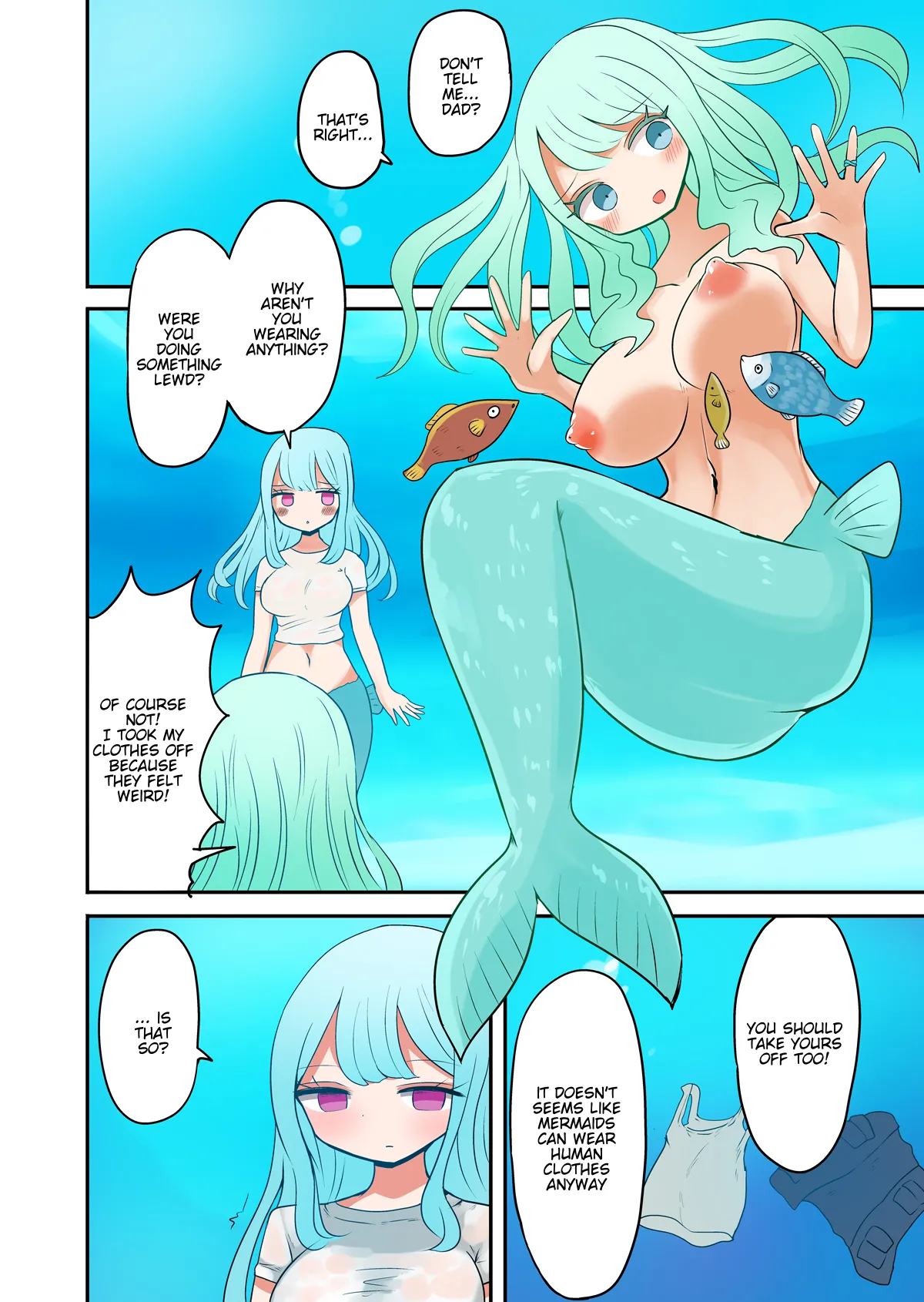 [Murasaki Nyanko Bar (Vae)] Father and son turned into mermaids [english] numero di immagine  8
