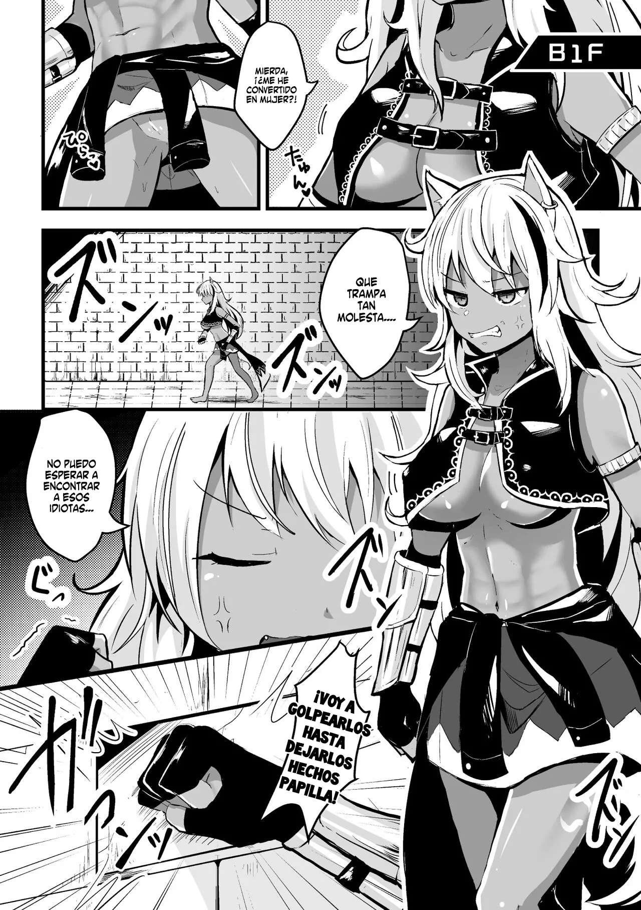 [Bangetsu Setsuka] Woof! Woof! Fall! - The Bitch-Transformation Dungeon Trap [Spanish] [TF Scans] Bildnummer 2