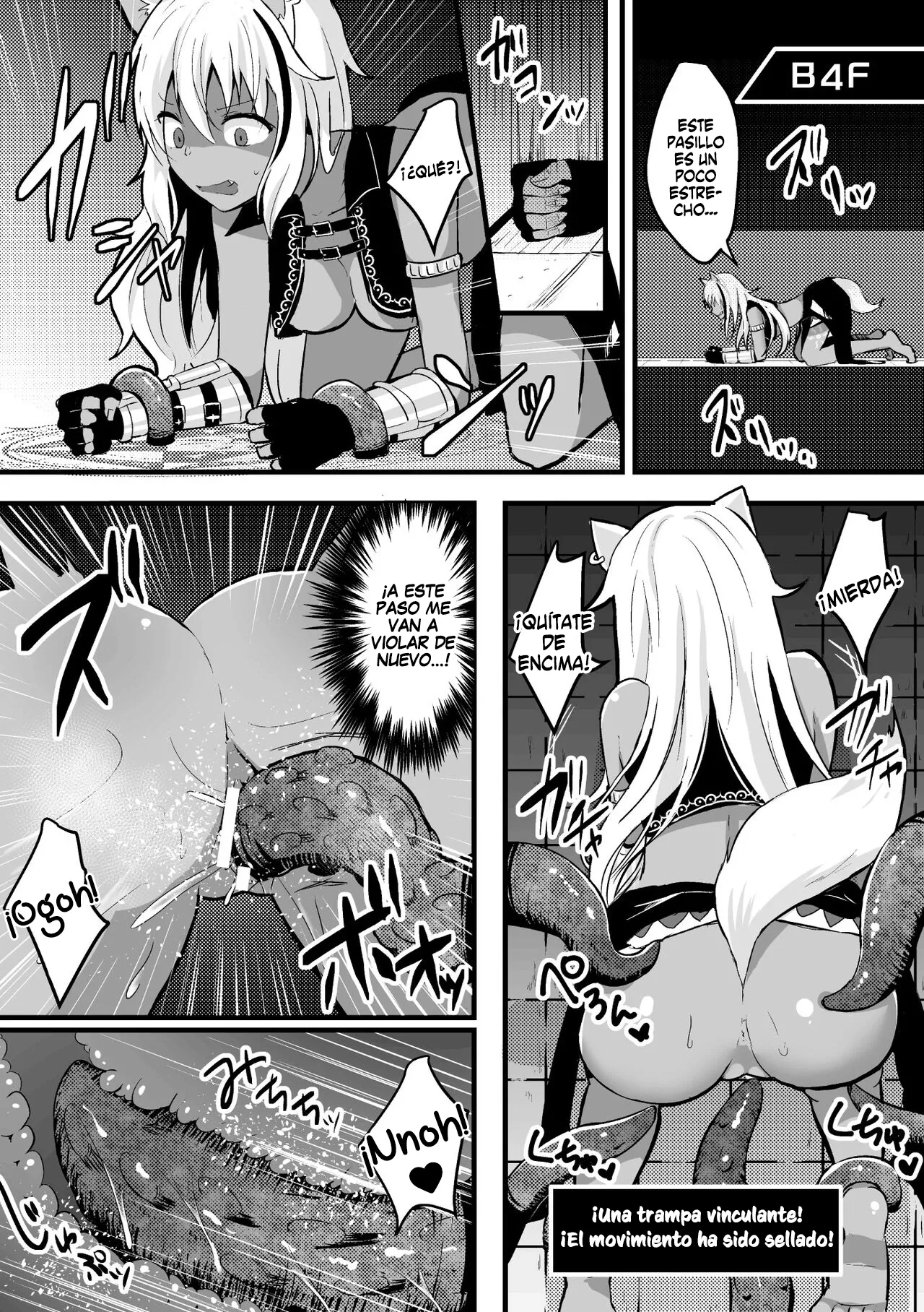 [Bangetsu Setsuka] Woof! Woof! Fall! - The Bitch-Transformation Dungeon Trap [Spanish] [TF Scans] Bildnummer 12
