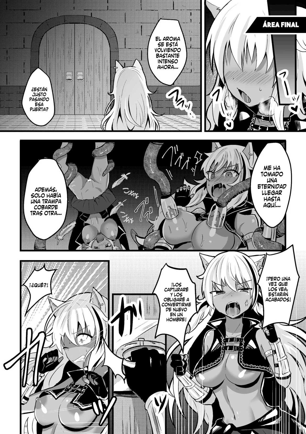 [Bangetsu Setsuka] Woof! Woof! Fall! - The Bitch-Transformation Dungeon Trap [Spanish] [TF Scans] Bildnummer 14