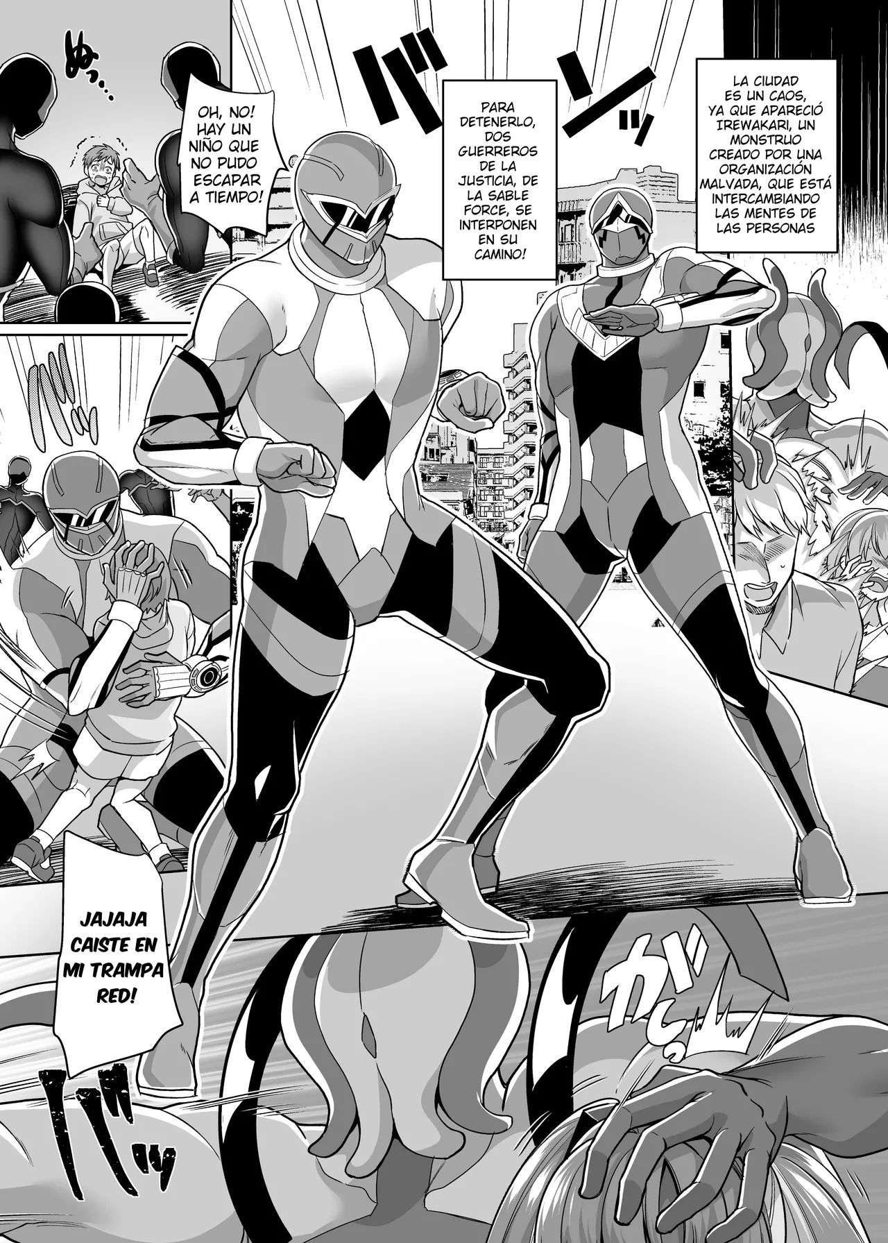 [Amuai Okashi Seisakusho (Kouji, Kikkomuhito)] Hero ♂ ⇔ Hentai Zako Sentouin ♀ [Spanish] [TF Scans] imagen número 2