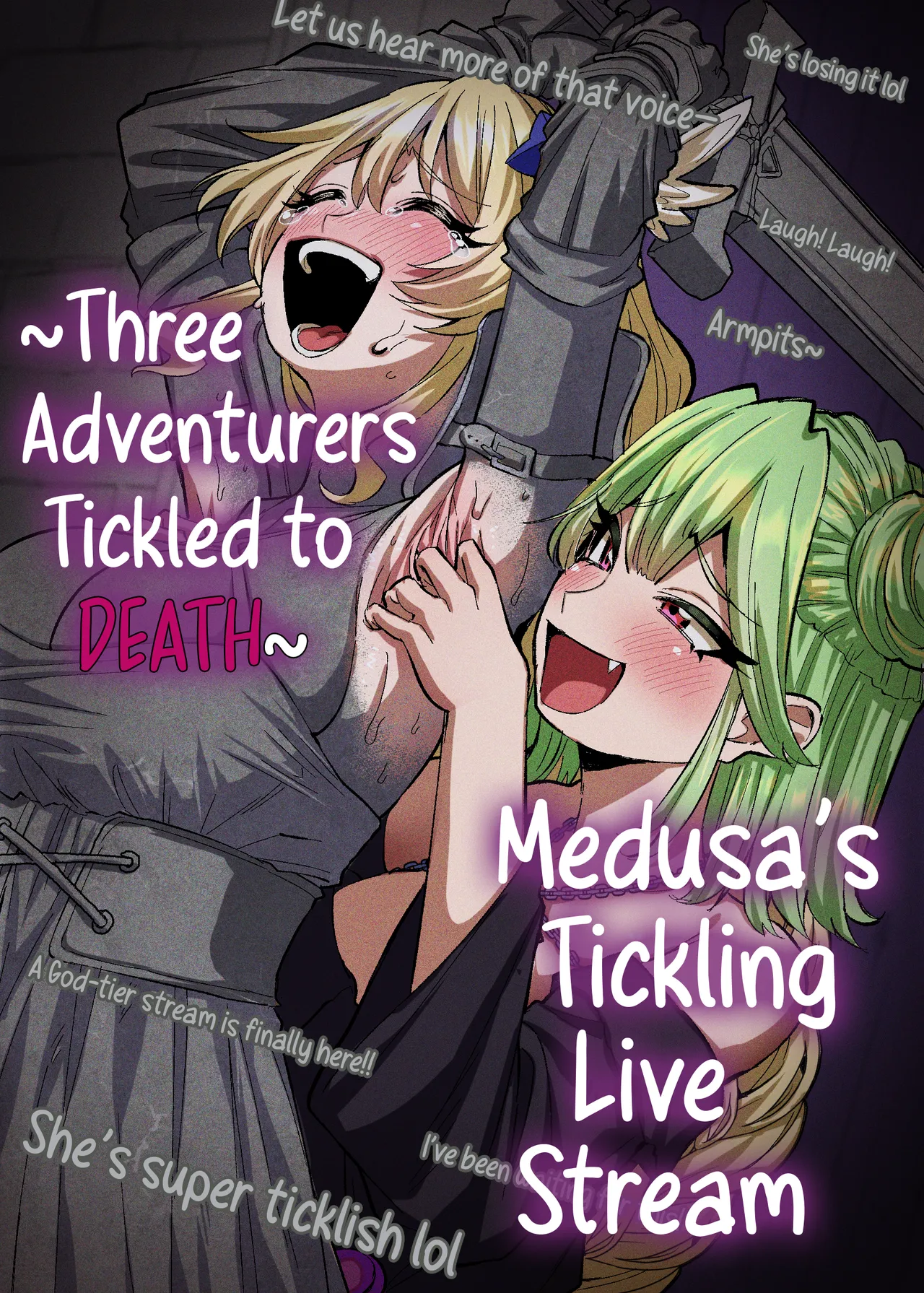 [Muriyari egao (Sasa)] Medusa Kusuguri Haishin ~3-nin no Boukensha-chan, Shinuhodo Kusugutte Mita!~ | Medusa's Tickling Live Stream ~Three Adventurers Tickled to Death~ [English] image number 1
