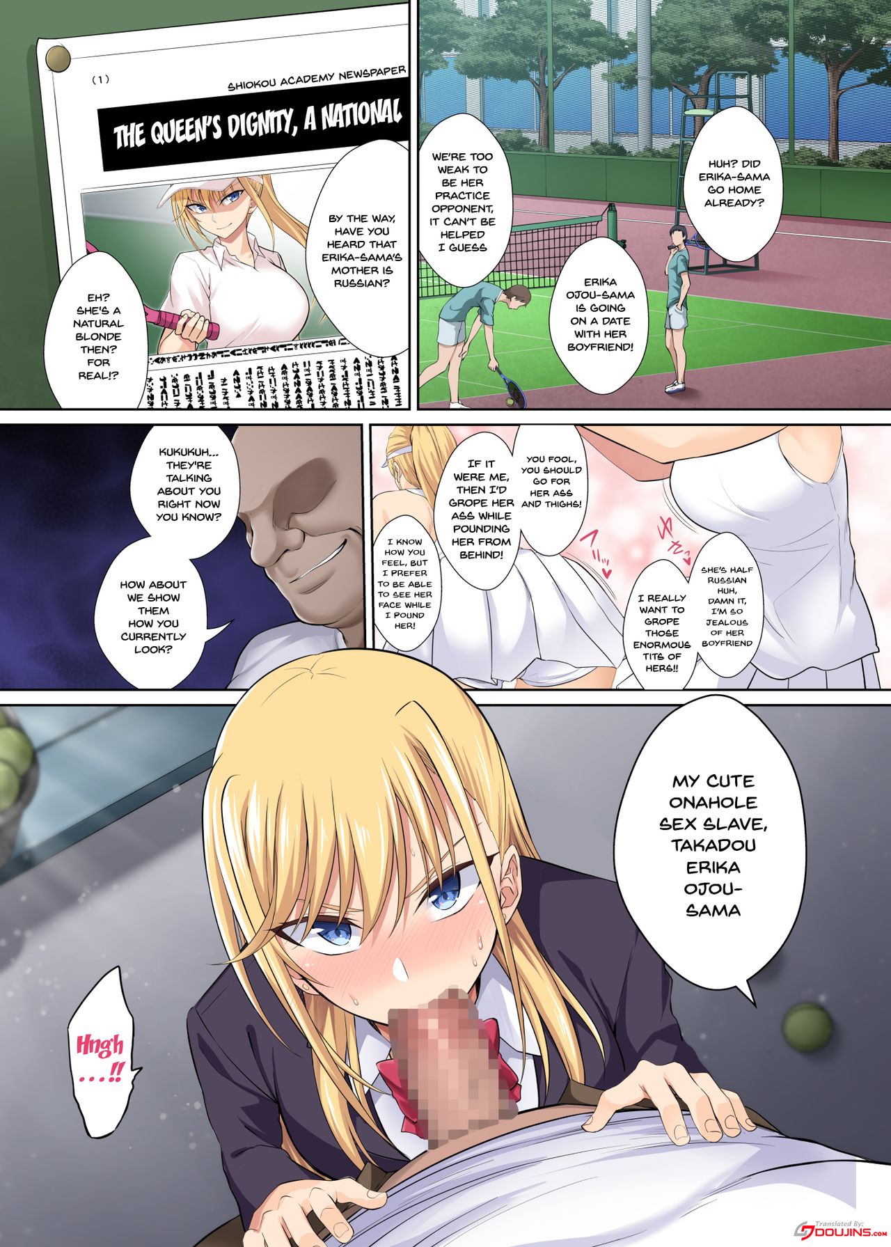 [Ijimaya (Ijima Yuu)] TenniCir no Joou ga Bihin no Chinpo Cleaner ni Otosareru Hanashi |  A Story Of The Tennis Queen Falling Into Being Cock Cleaner [English] {Doujins.com} [Digital] numero di immagine  2