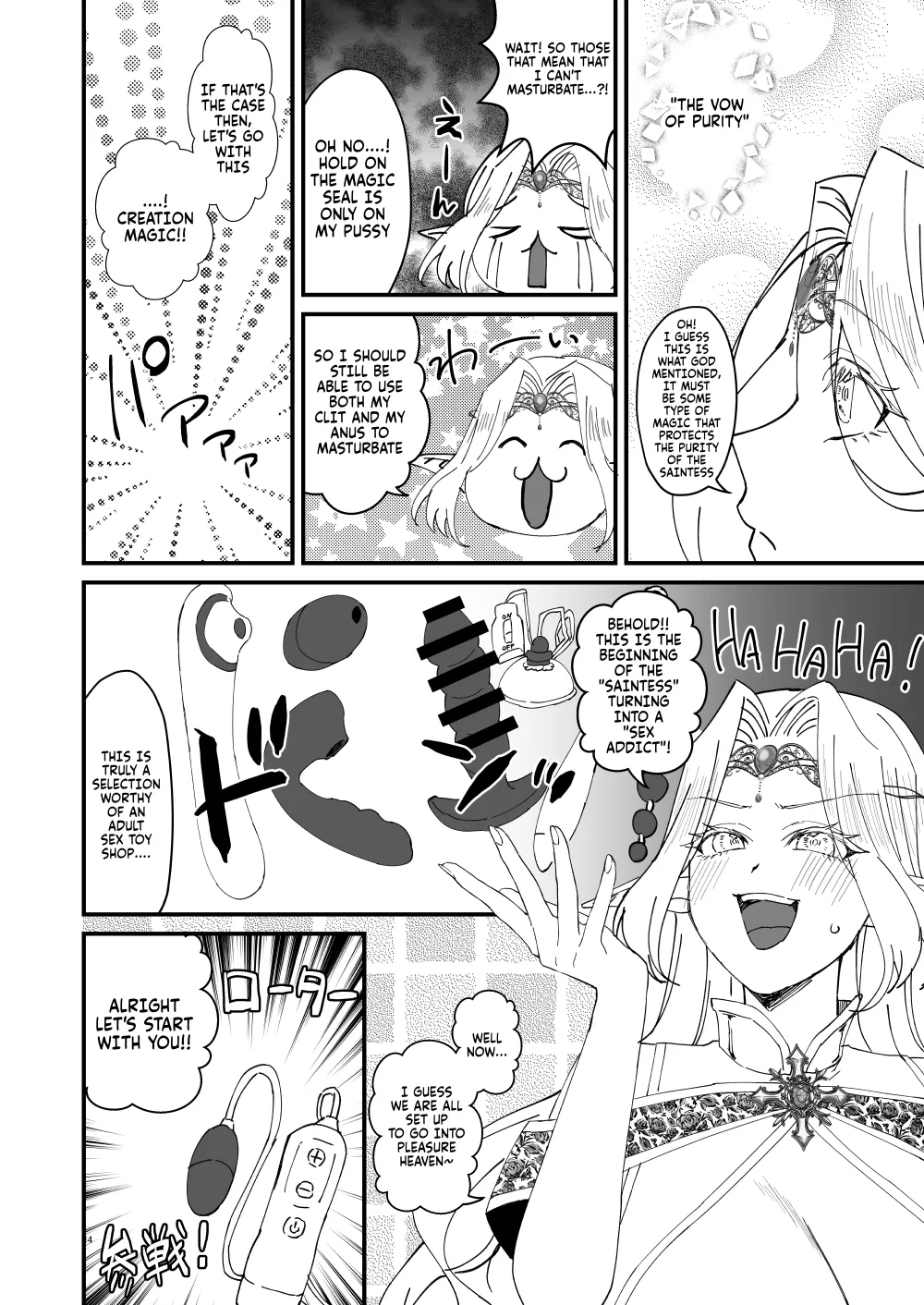 [Hanami-ga Saku (Sakurai Toki)] Honban Kinshi TS Tentei Junketsu Seijo no Dosukebe Etsurakutan ~Onanie Hen~ (English) image number 13