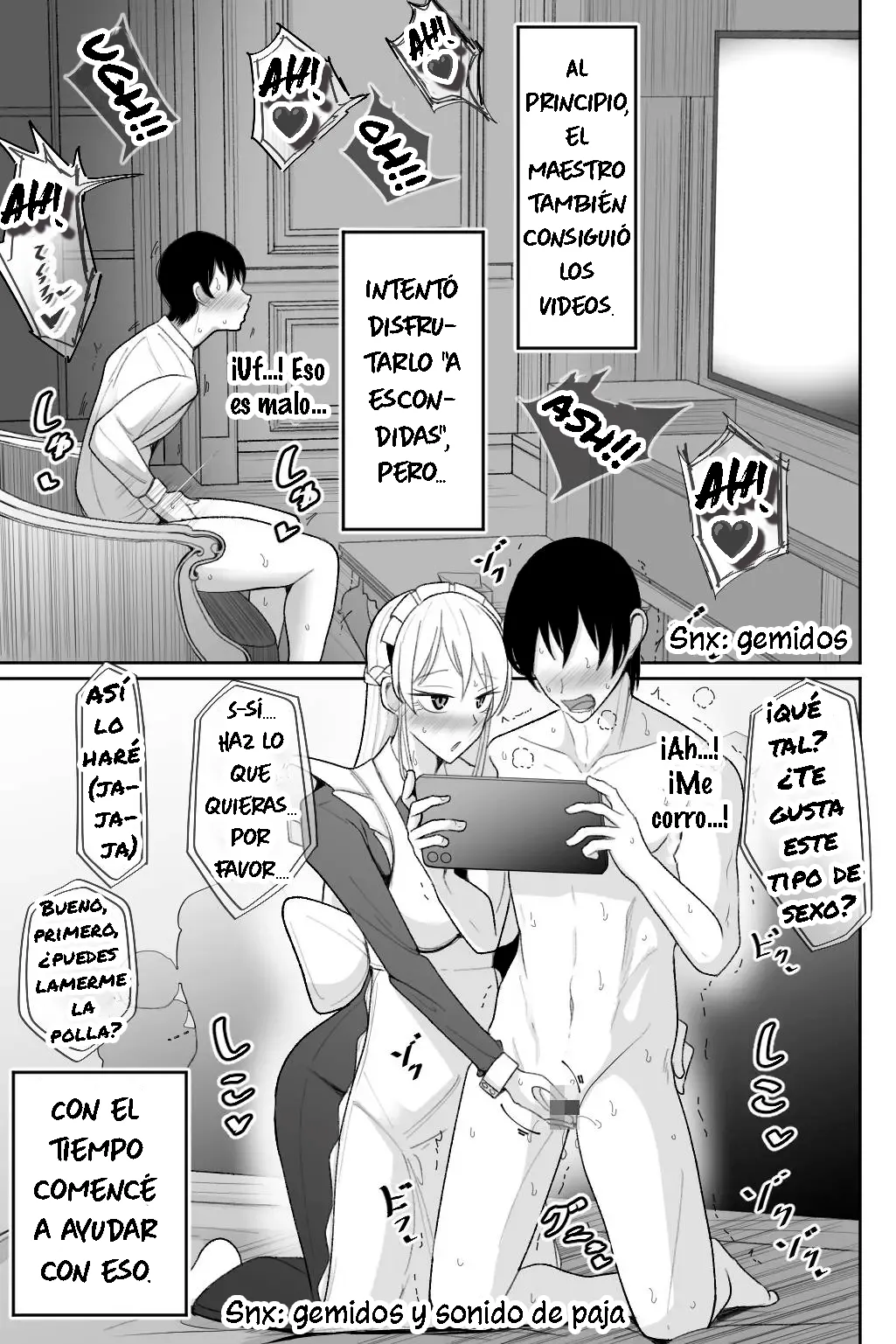 [Bekkou Kansoku] Boku no Maid no Netorase Douga｜El Video Netorase de Mi Criada [Spanish] [La Legión Fantasma] 이미지 번호 40