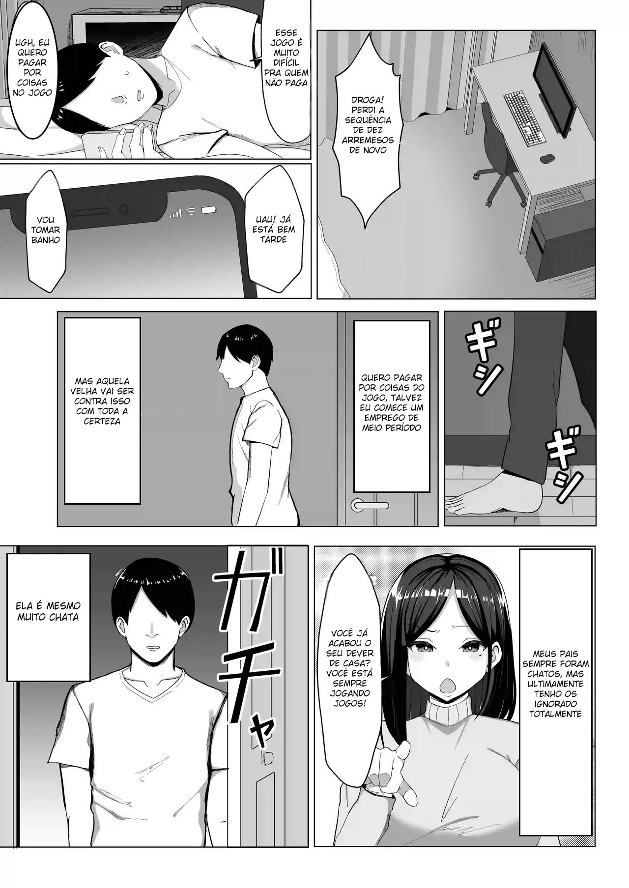 [Mustard Teikoku (Europia)] Kaa-chan to Sex Shinai to Derarenai Heya ~Kuchiurusai Haha to Hankouki no Ore~ [Portuguese-BR] numero di immagine  4