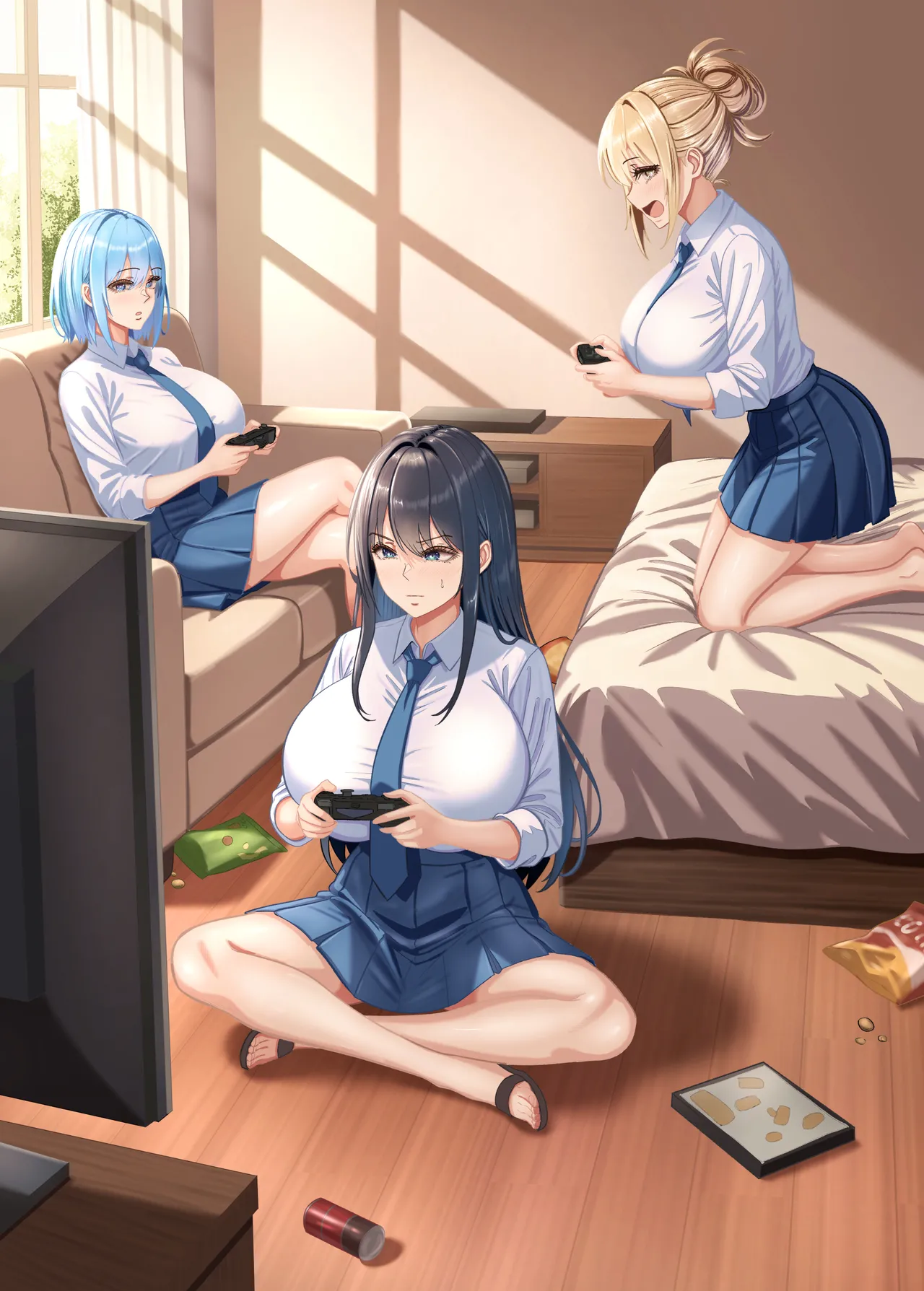 [Panda Shizuku] Ore no Heya, Iribitari Gyaru Darake - Bakunyuu bi Gyaru to 4P Nakadashi Life image number 2