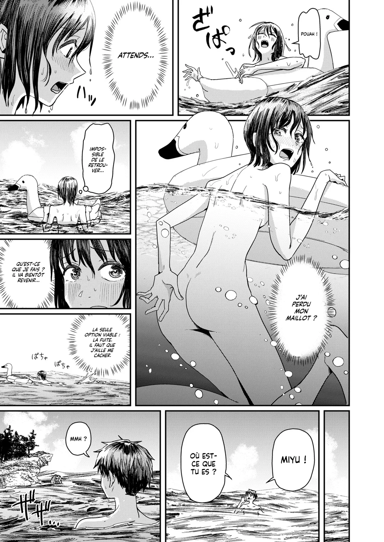 (C104) [H-SQUAD (Guglielmo)] Kareshi no Mizugi ni Kigaetara ～Manatsu no Umi de otoko mizugi challenge！| Je me fais passer pour un mec en portant le short de mon ami à la plage [French] [Lopxi] 4eme image