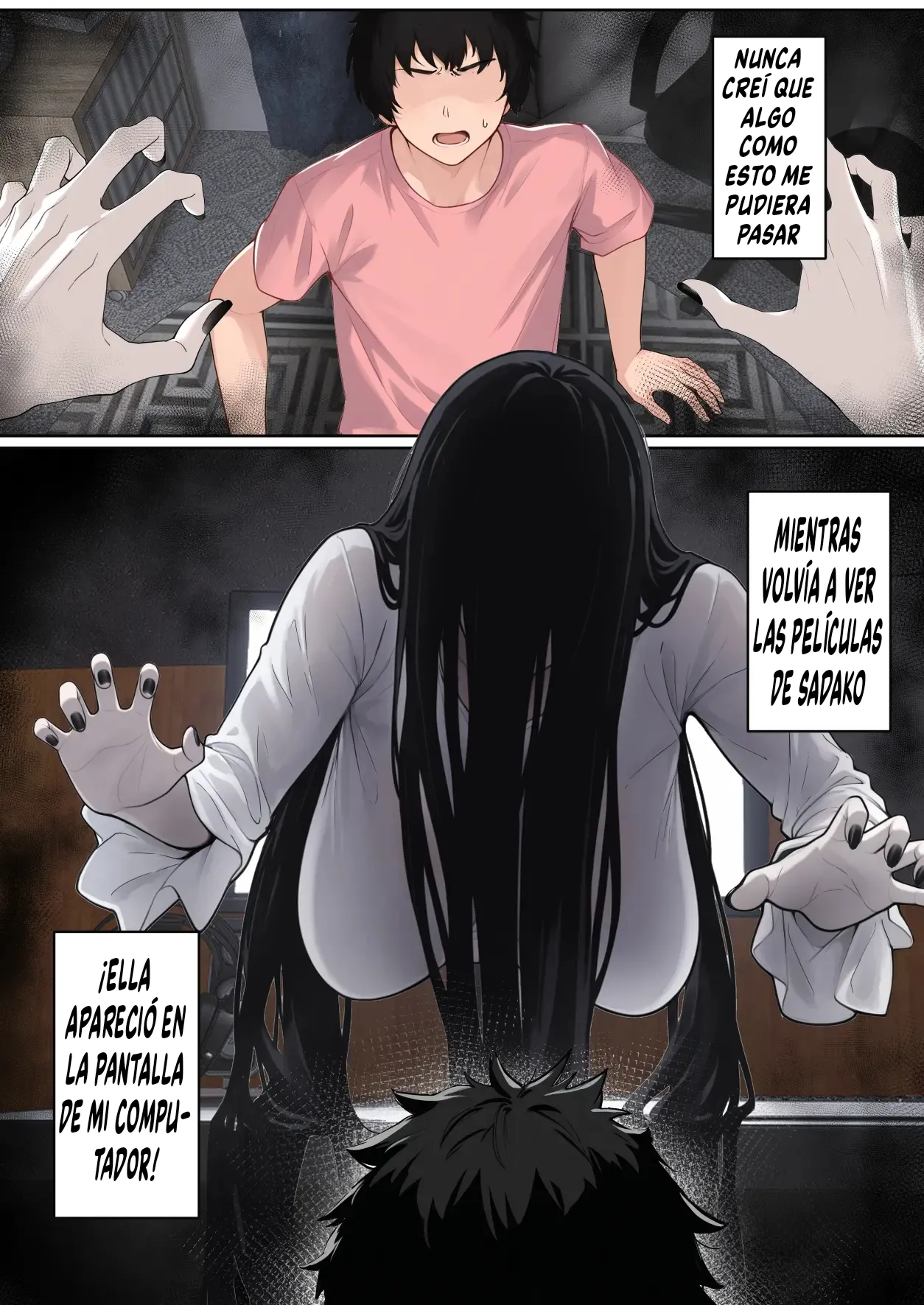 [pz-x] Sadako ga Pasokon Gamen ni Hikkakaru ken ni Tsuite｜El Díaa Que Sadako Se Quedó Atascada En La Pantalla De Mi Computadora [Spanish] [El naranjas = Mr.Naranjas] image number 2