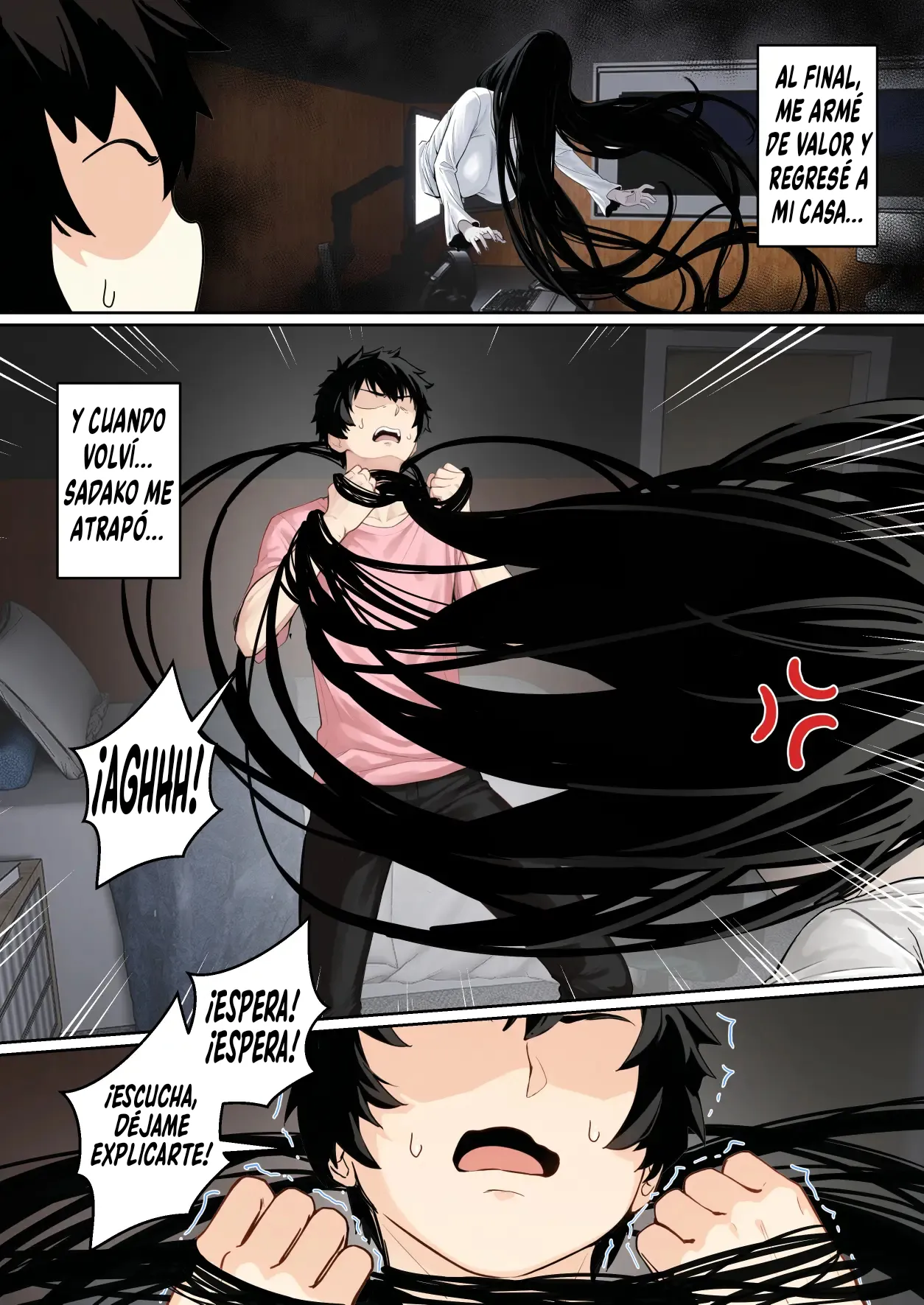 [pz-x] Sadako ga Pasokon Gamen ni Hikkakaru ken ni Tsuite｜El Díaa Que Sadako Se Quedó Atascada En La Pantalla De Mi Computadora [Spanish] [El naranjas = Mr.Naranjas] image number 21