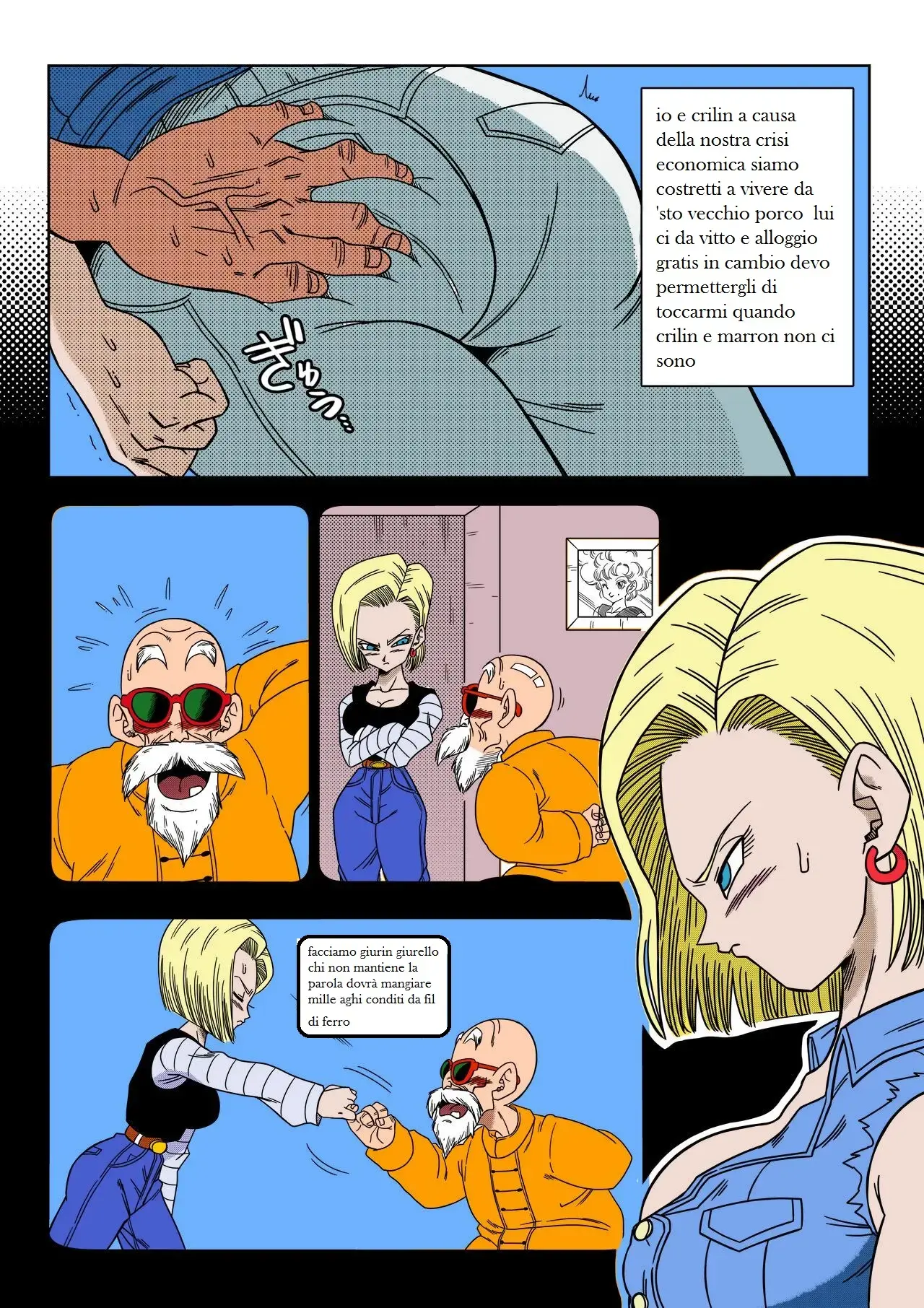 [Yamamoto] 18-gou vs Kame Sennin | Il Patto tra C-18 e Il Maestro Muten (Dragon Ball Z) [Italian] [Colorized] изображение № 3