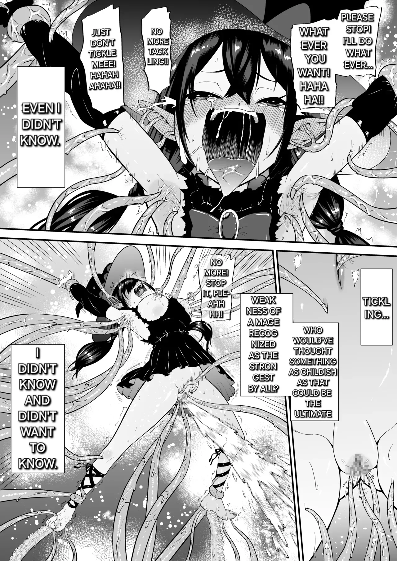 [Bocho Bocho Gegel (Bocho Bocho)] A story about a witch who thinks she is invincible but is tickled to the max by tentacles and brought to tears [English] [Alyssaquenn] image number 6