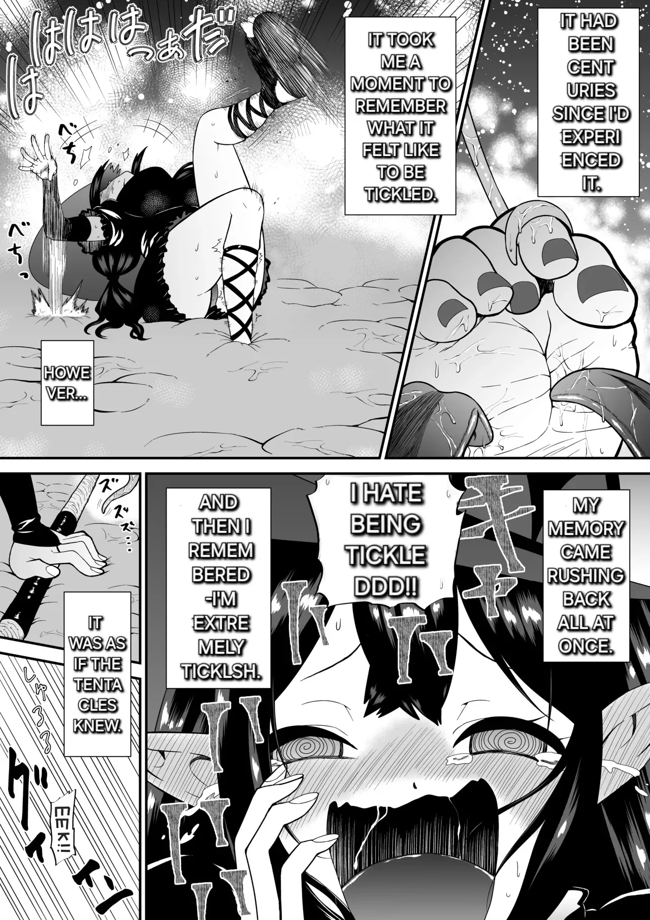 [Bocho Bocho Gegel (Bocho Bocho)] A story about a witch who thinks she is invincible but is tickled to the max by tentacles and brought to tears [English] [Alyssaquenn] image number 13