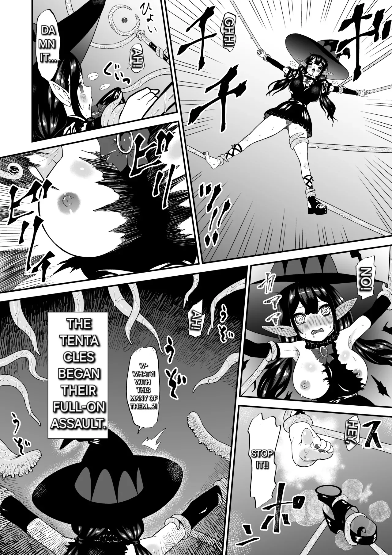 [Bocho Bocho Gegel (Bocho Bocho)] A story about a witch who thinks she is invincible but is tickled to the max by tentacles and brought to tears [English] [Alyssaquenn] image number 14