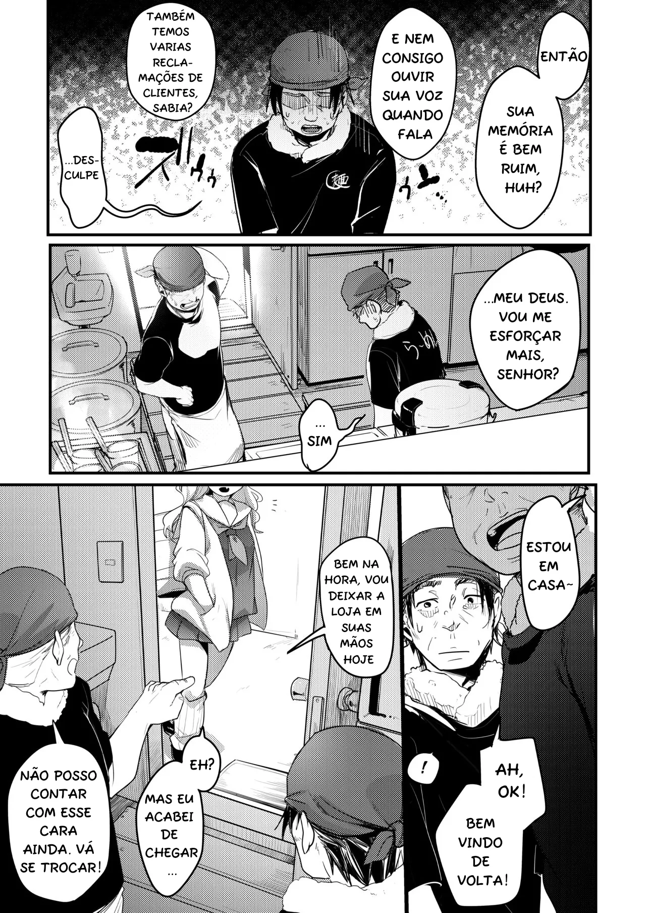 [TWILIGHT DUSK (Aya)] Tsutomesaki no Musume-san o Oishiku Itadaku Hon. Ramenya Hen [Portuguese-BR] [Digital] image number 4